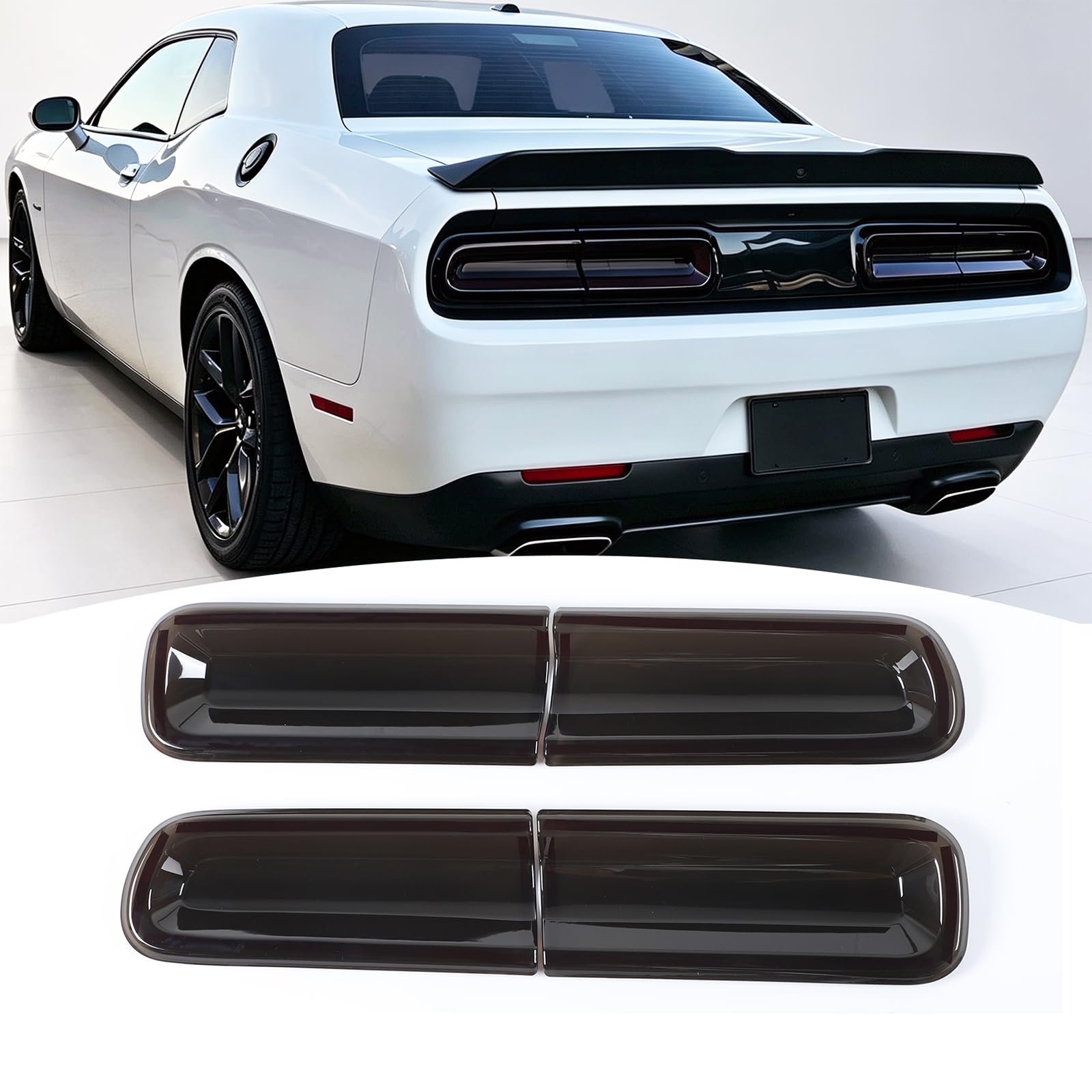 Smoked Rear Tail Lights Covers Trim for Dodge Challenger 2015-2023