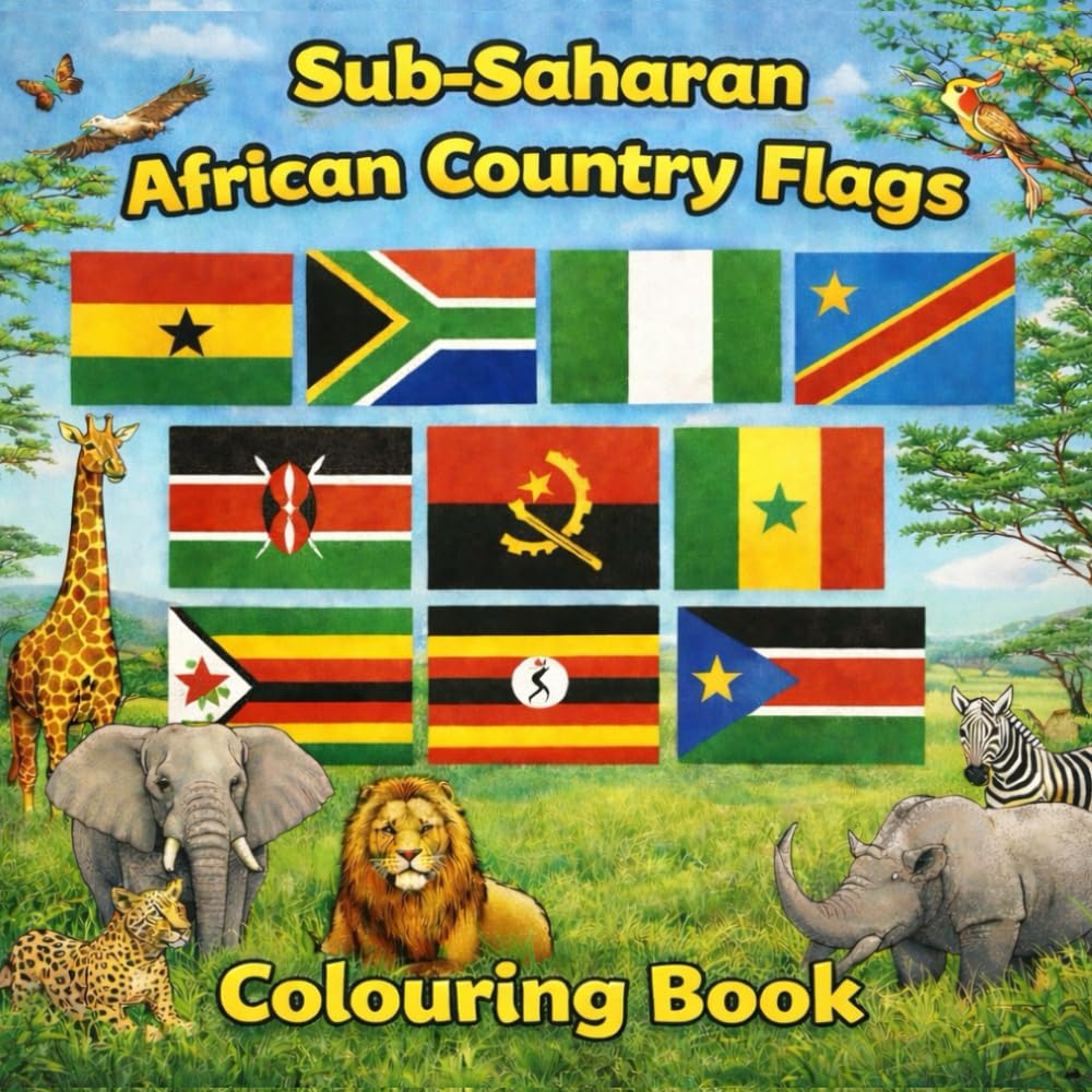 Sub-Saharan African Country Flags: Colouring Book