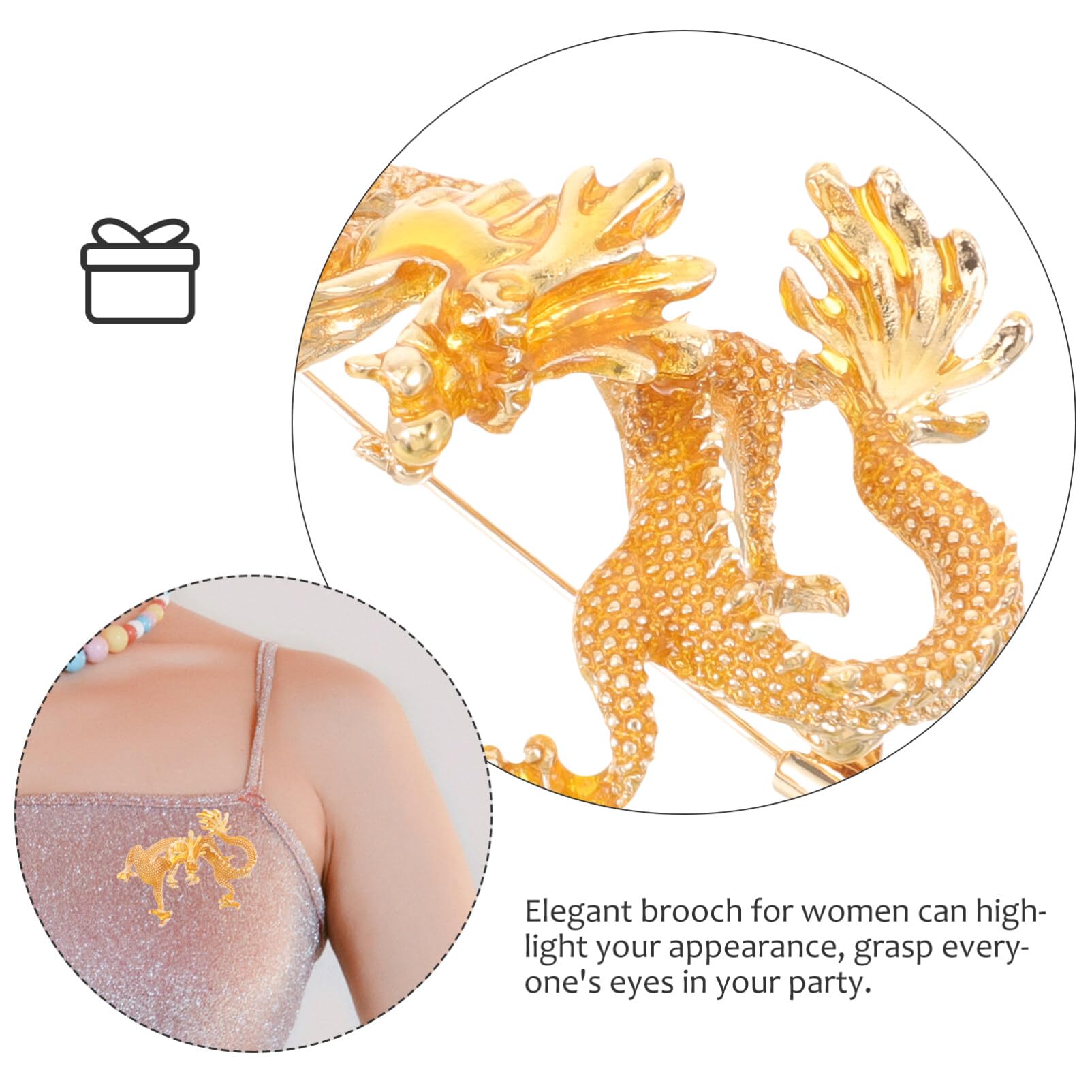 Broche de Esmalte Vintage con diseño de dragón para Hombre y Mujer, Clip de Solapa con diseño de Animal para Bufandas, suéteres, Chaquetas y Vestidos. 5,2 x 4 cm.