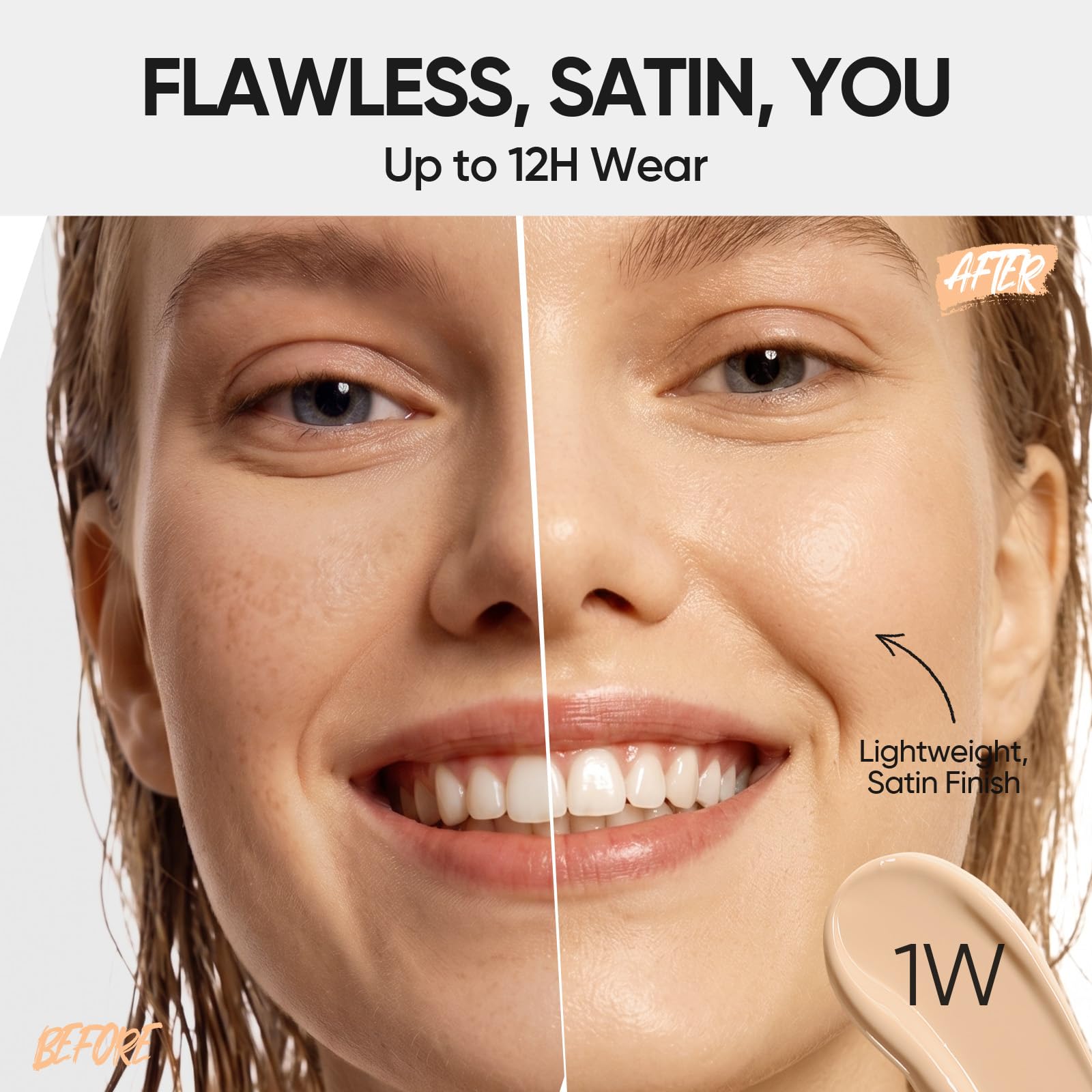 Make-up-Grundierung mit voller Abdeckung und leichter Textur, perfekte Passform auf der Haut mit glänzendem Satin-Finish, fettkontrollierend, wasserfest, schweißfest. BB Cream Koreanisch, CC