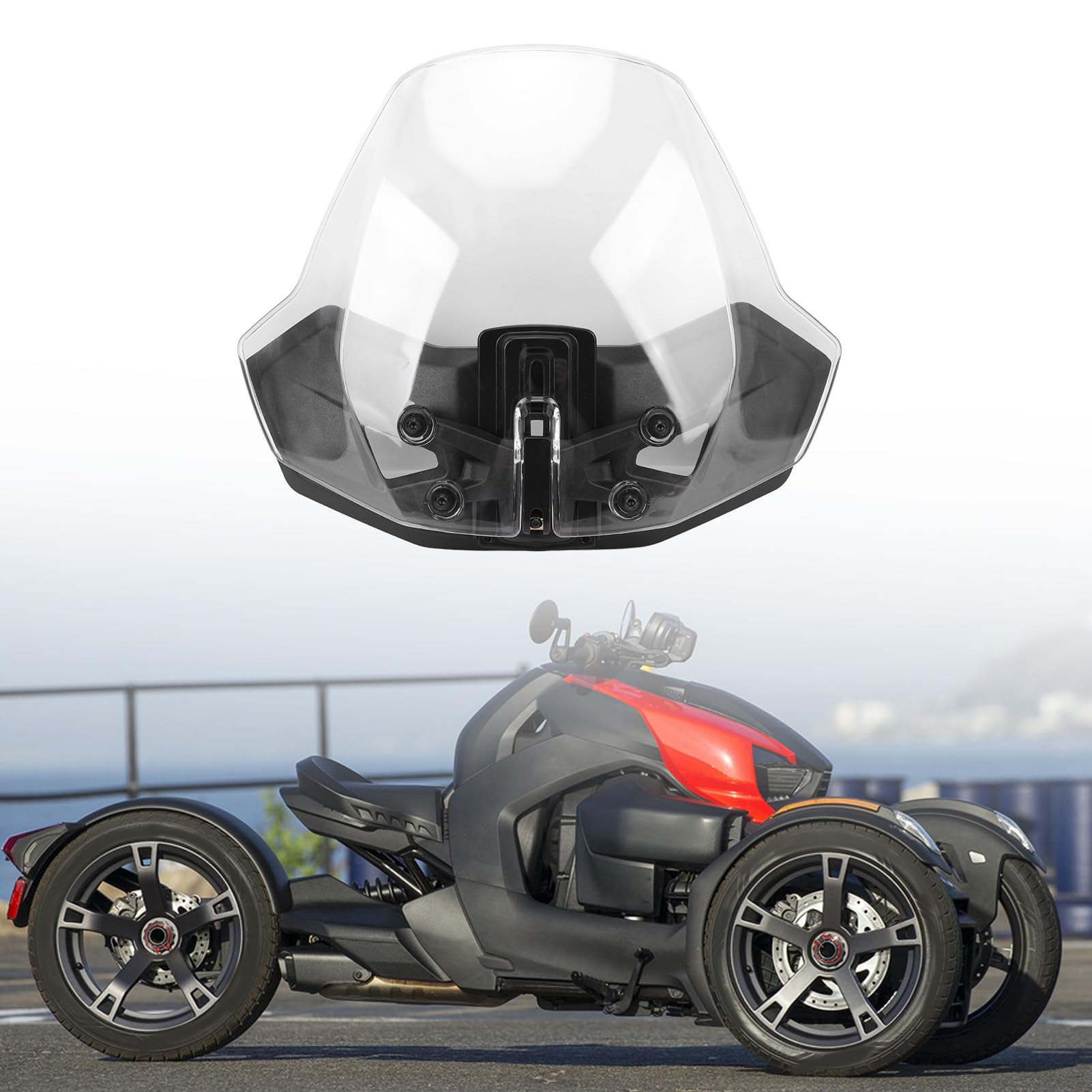 Einstellbare Windschutz Scheibe 219401032 PC Aero Dynamisch Erhöht Komfort Sport Wind Bildschirm für Ryker 600 900 Rally Sport Verstellbare Sport Windschutz Scheibe (Transparent)