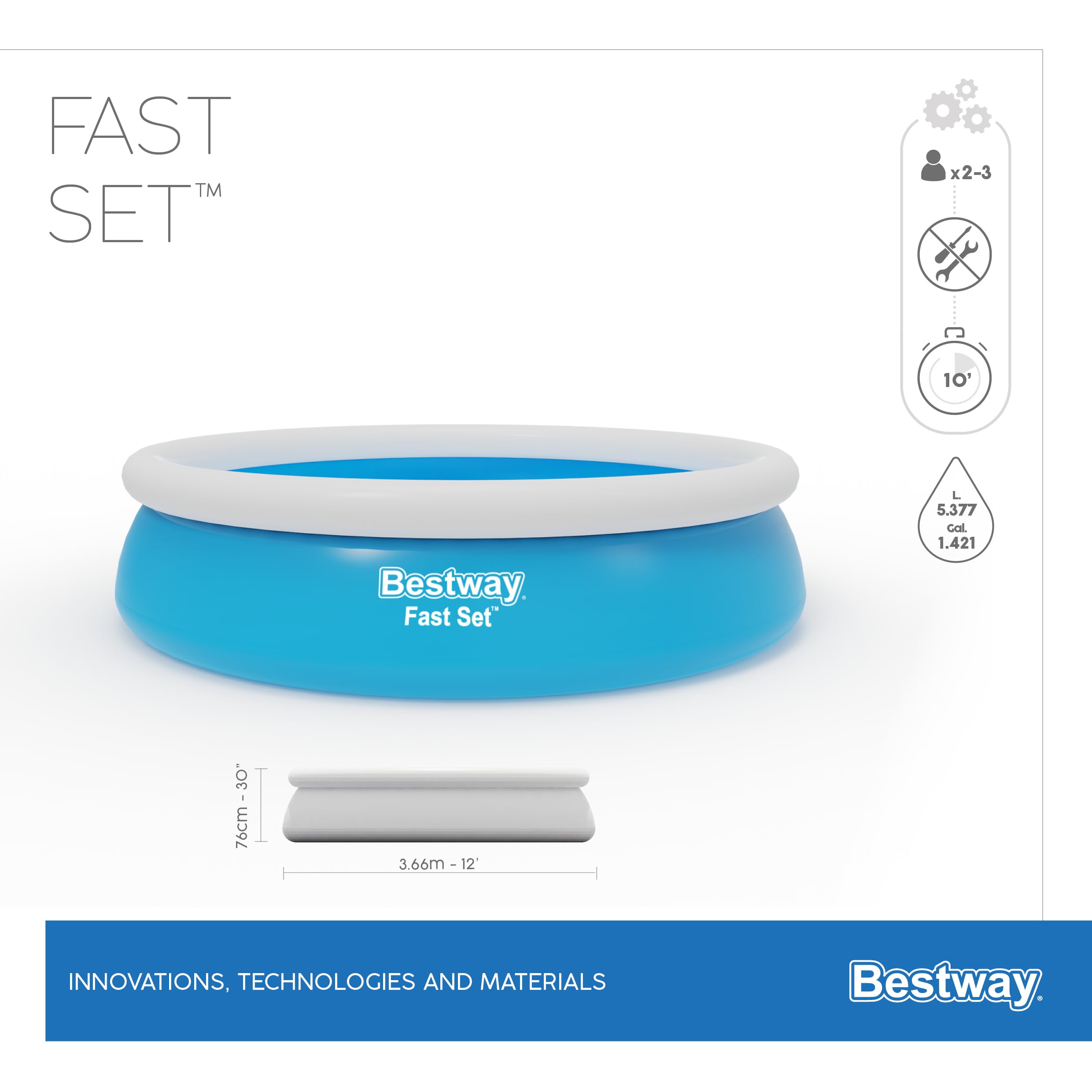 Bestway Fast Set™ 12' X 30"/3.66M X 76Cm Pool Set