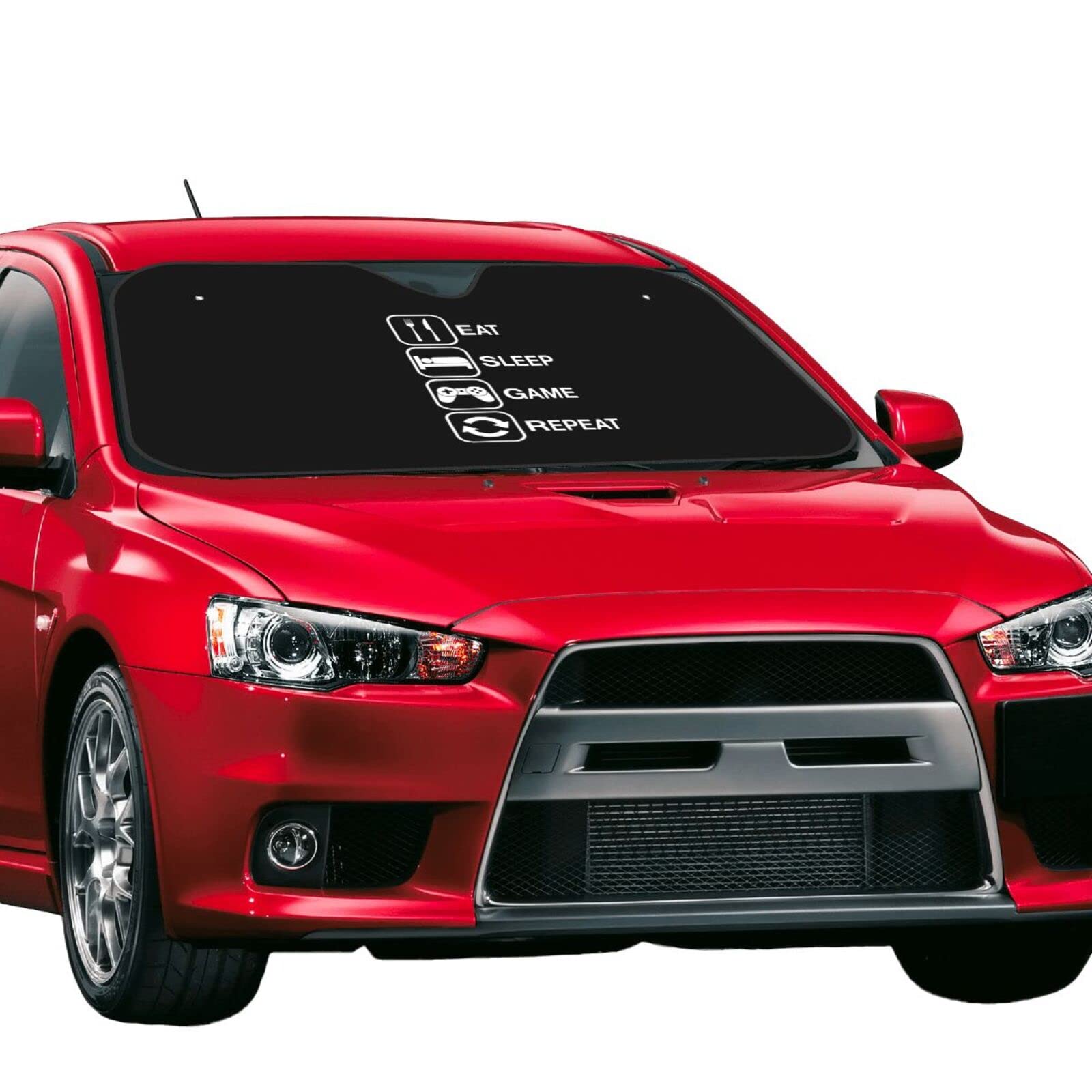 Eat Sleep Game Repeat Car Windshield Sun Visor Car Heat Shield to Keep The Vehicle Cool and Sunscreen