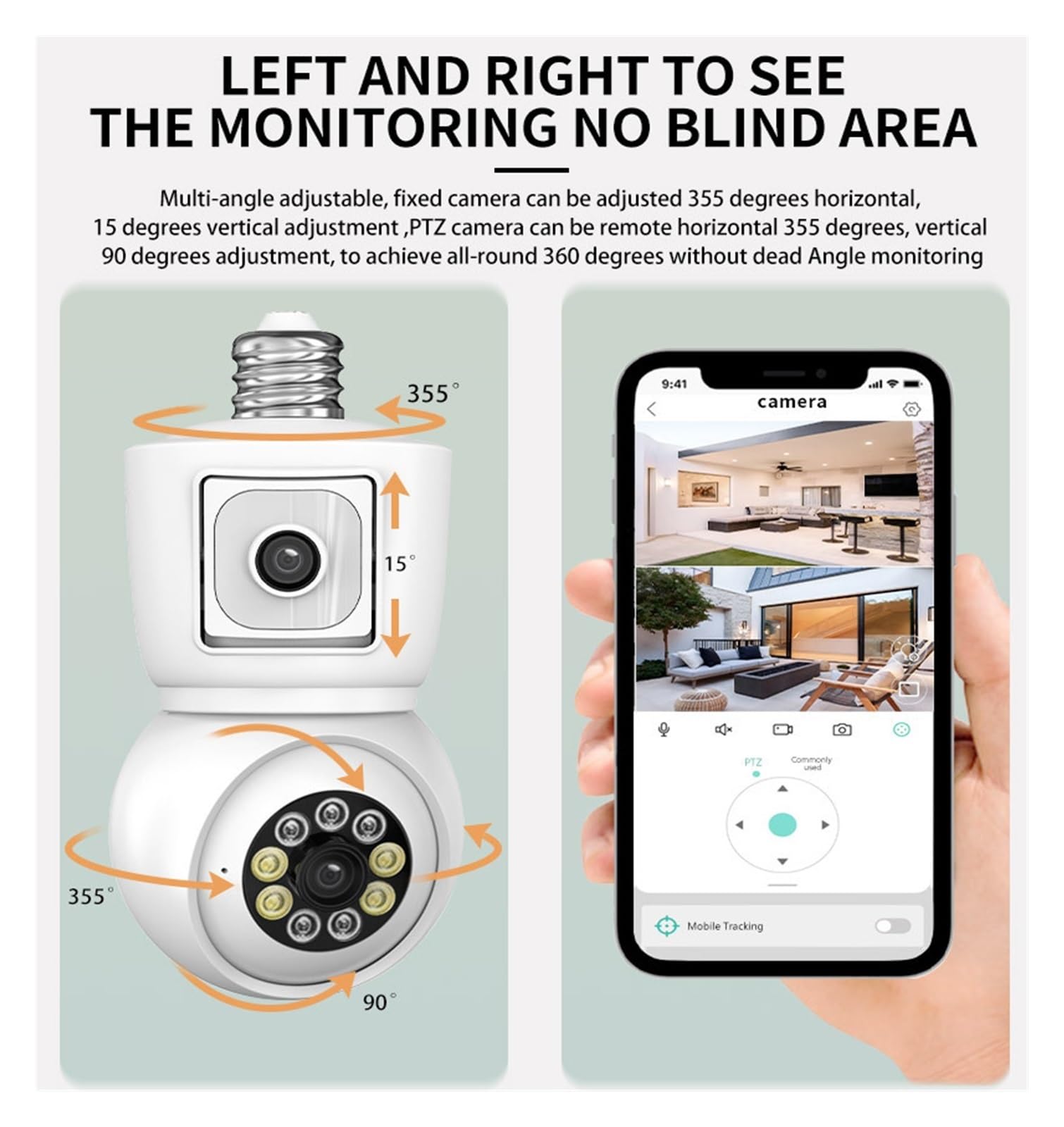 ICSEE 4K 8MP E27 Bombilla WiFi cámara de Doble Lente Pantalla Dual Seguimiento automático Audio bidireccional Color visión Nocturna 4MP cámara de vigilancia(4MP NO Card)