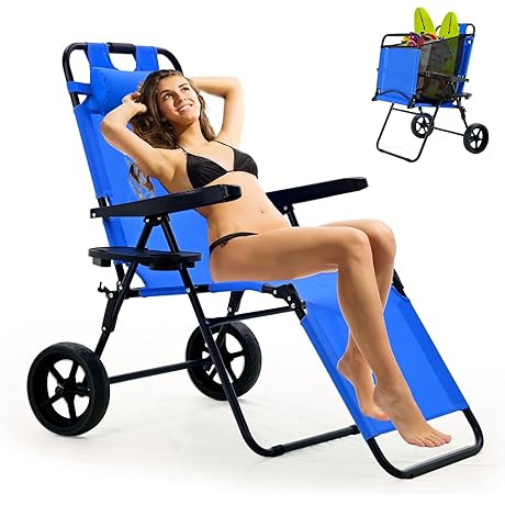 Naizea Beach Cart Chair: 2-in-1 Beach Chair and Cart Combo