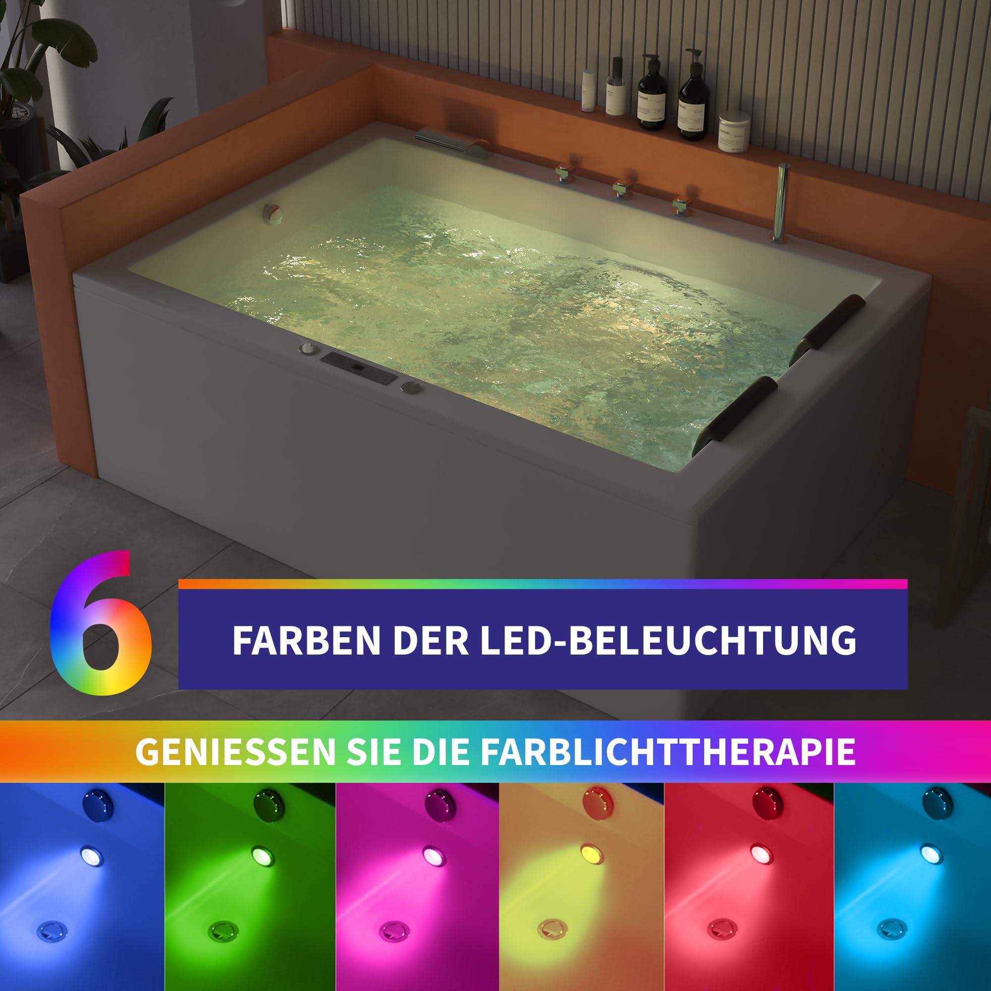 AQUADE Whirlpоol Badewanne 180x130 cm Acryl Badewanne Modell: Marburg Hеrgеstellt in Dеutschland Badеwanne Komplettset - Wählen Sie Ihre perfekte Wanne/Whirlpоol: Basic, Classic, Air-Relax, Lux