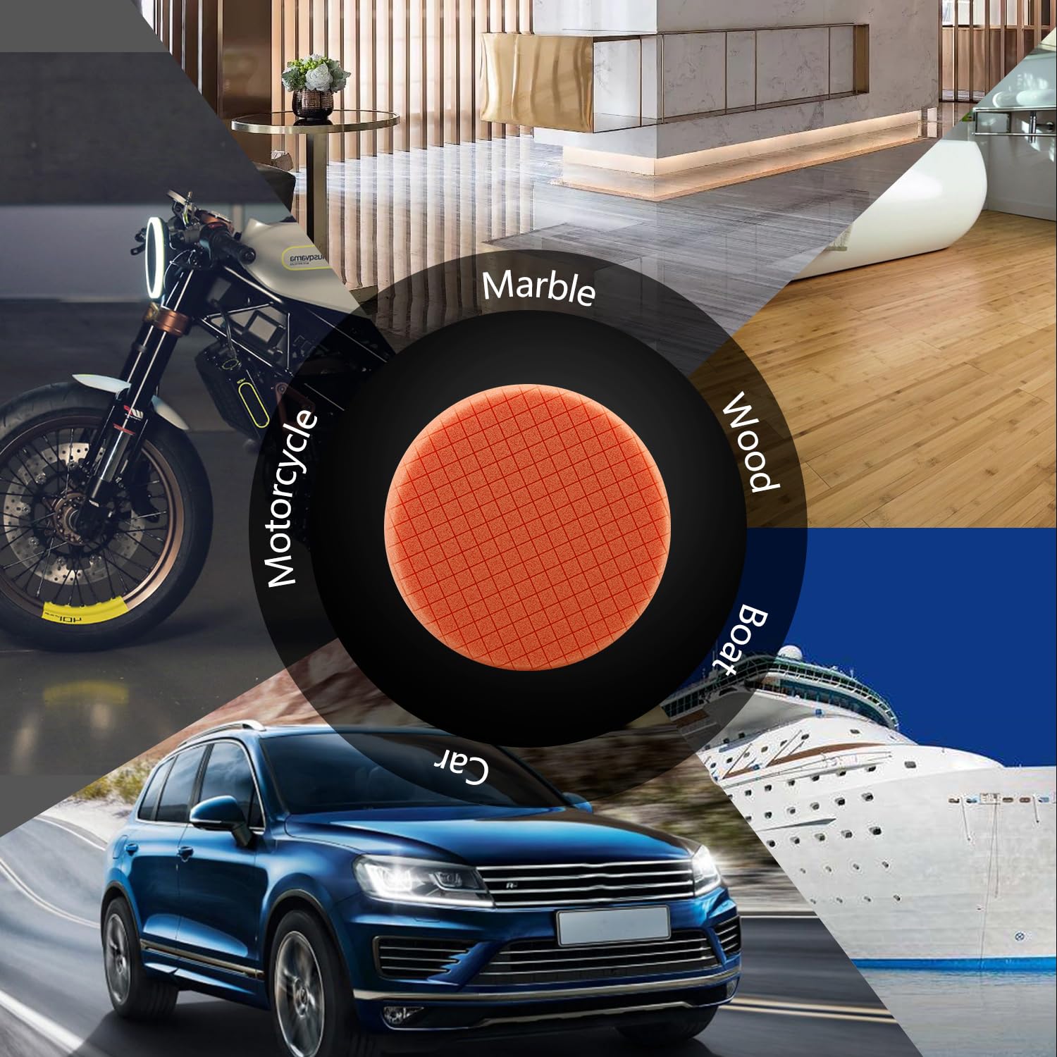 Orange Light Cut Pad, 3 sztuki 15-calowych padów polerskich do płyty nośnej 125 mm, gąbka polerska do polerowania, mieszania, polerowania i woskowania