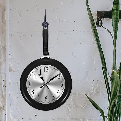 Miniatura 9 de Reloj de pared de cocina - Reloj de pared decorativo con forma de sartén Reloj de pared con diseño silencioso para el hogar