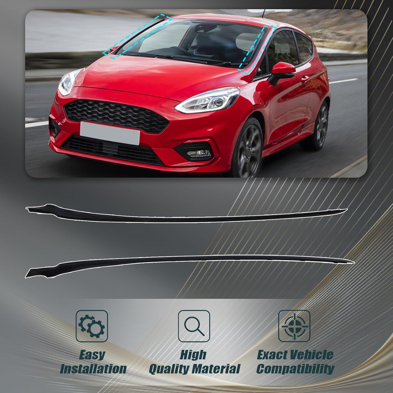 FZJDSD Front Left & Right Side A-Pillar Windshield Molding Trim AE8Z5403136A AE8Z5403137B Compatible with Ford Fiesta 2011 2012 2013 2014 2015 2016 2017 2018 2019 Passenger Driver Weatherstrip Seal