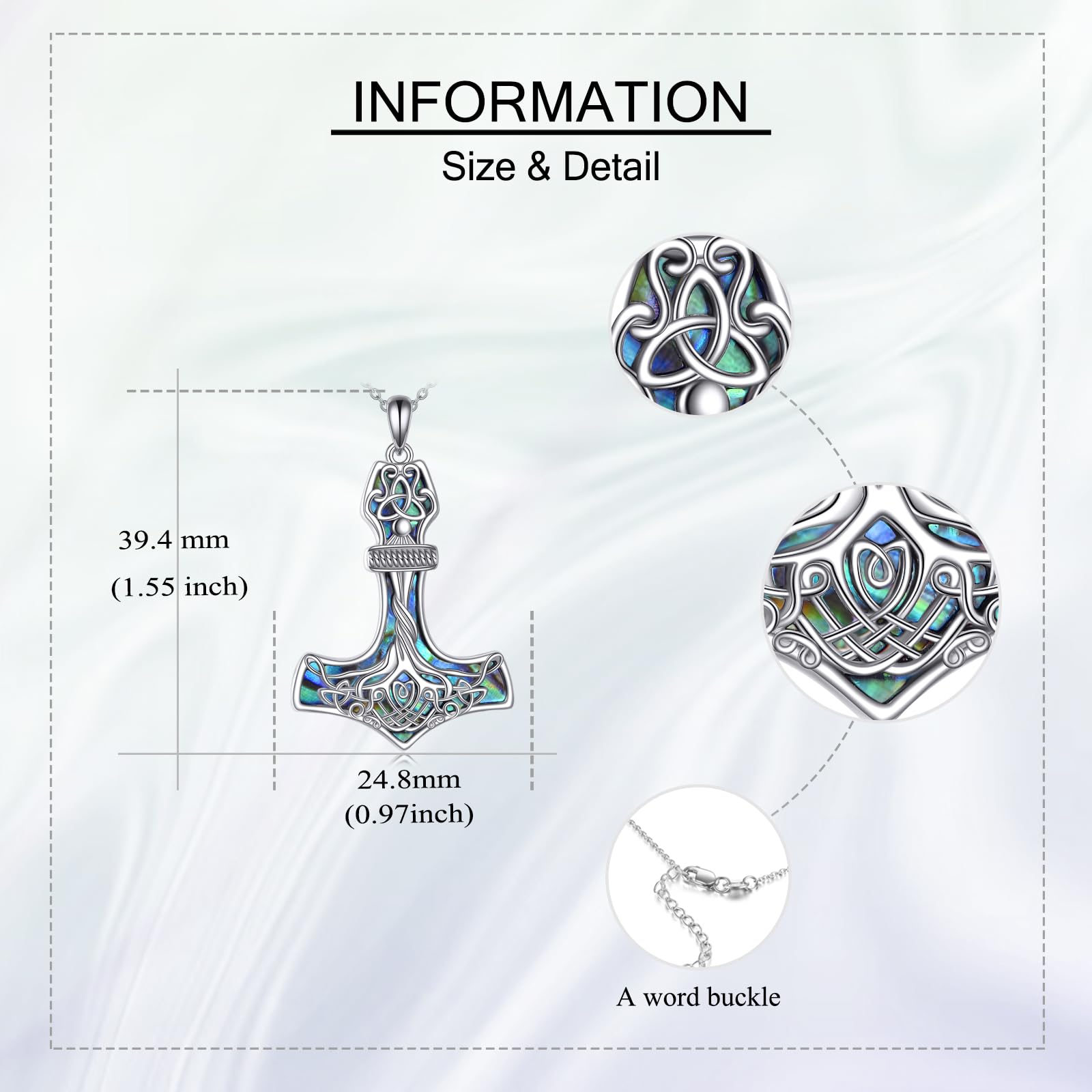 DAYLINLOVE Thors Hammer Halskette 925 Sterling Silber Thor Hammer Hängende Halskette Viking Juwelen Damen Geschenk für Mädchen Frauen Mutter Thors Hammer Liebhaber