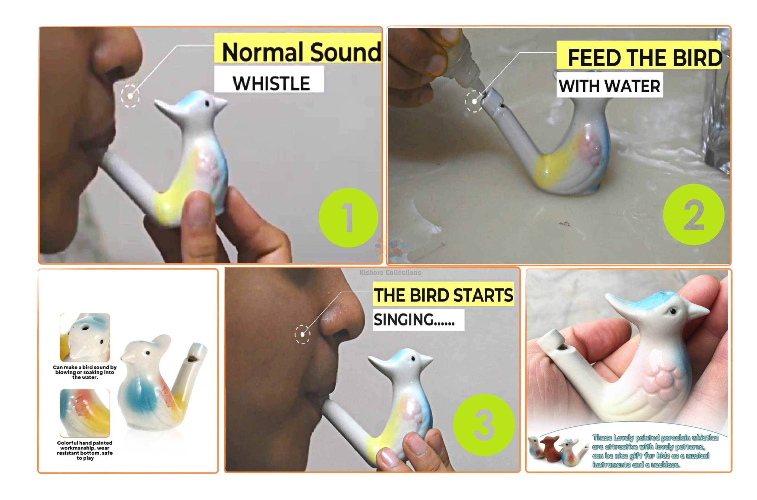 Kishore Collections Bird Water Whistle Colourful Ceramic - 1 Pcs - Image 2 thumbnail