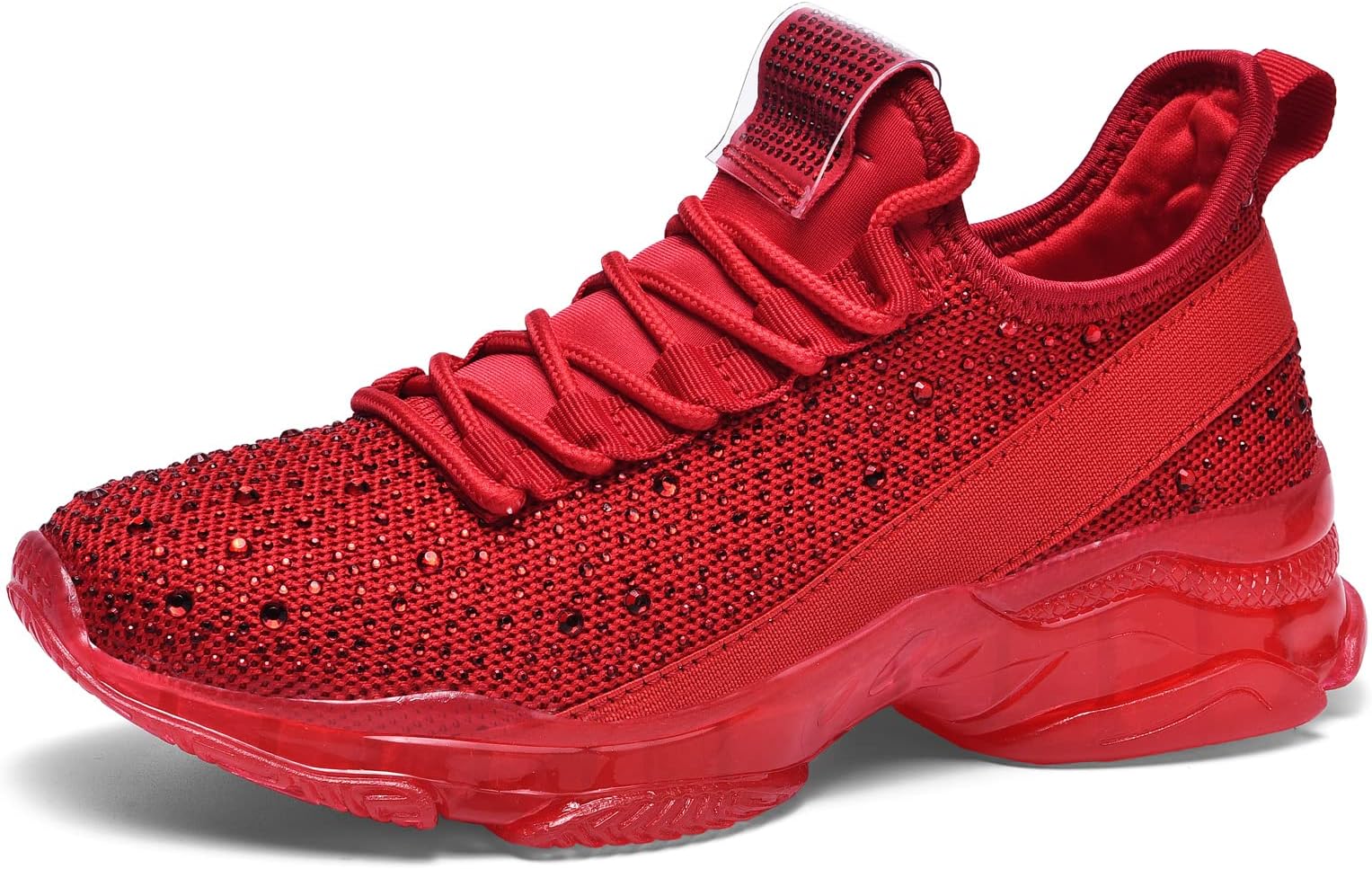 Women's Fashion Rhinestone Mesh Knit Slip On Sneaker Breathable Glitter Walking Shoes