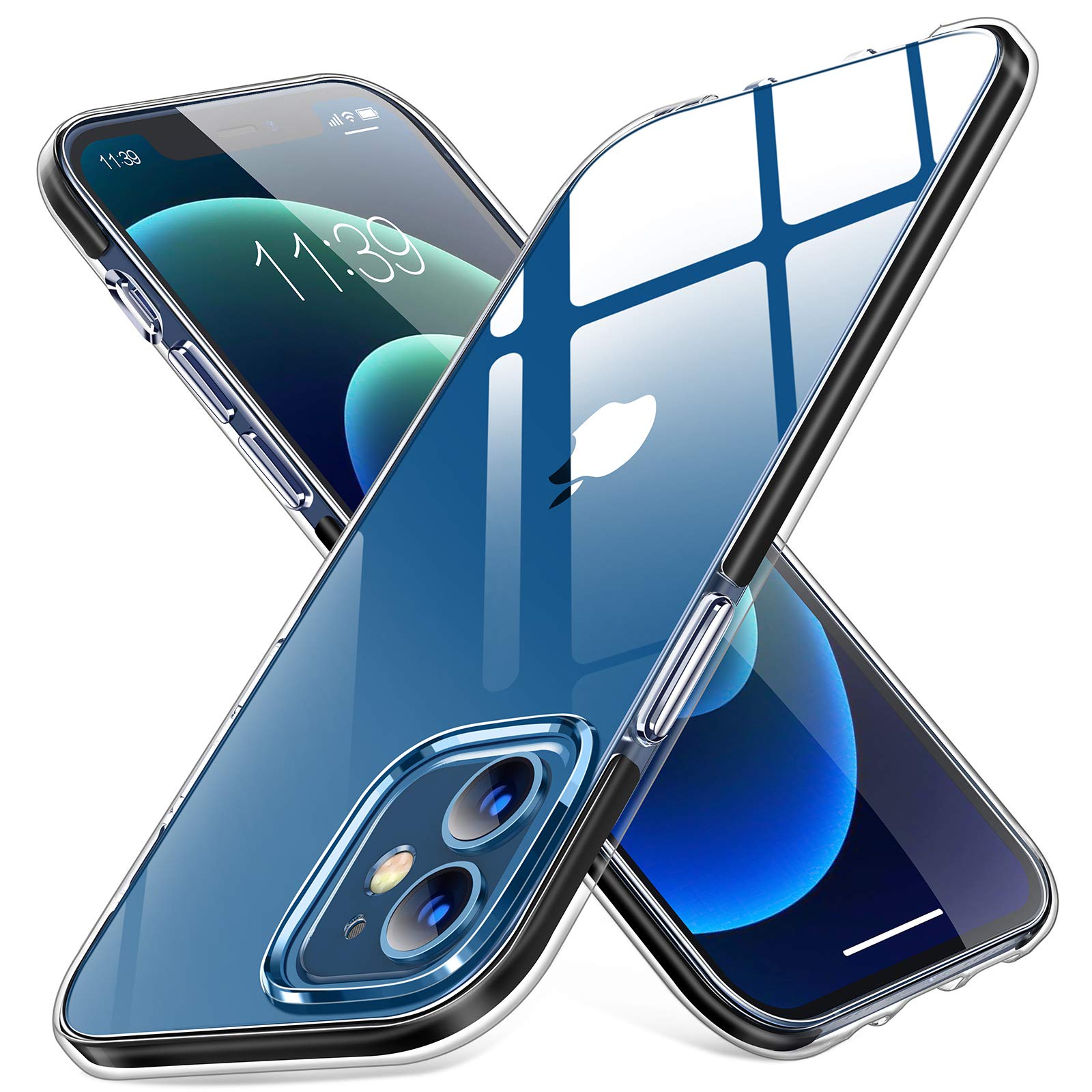 YOOMAS Clear iPhone 12 Case | iPhone 12 Pro Case, [5FT Military Grade Drop Tested] Protective Apple Phone Cover with Soft TPU Bumper, Shockproof Cell Phone Cases for iPhone 12/12 Pro 6.1 inch, Black