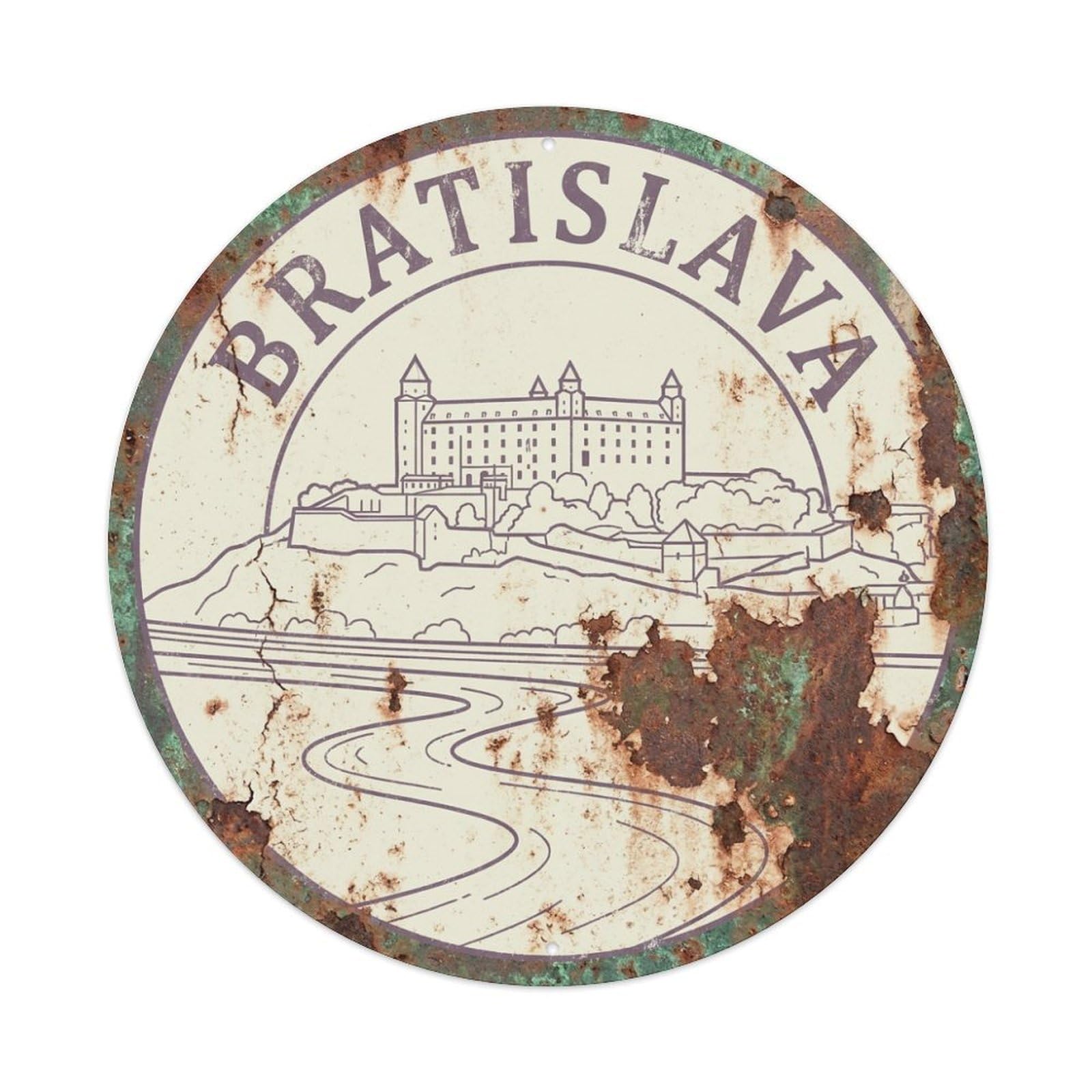 Vintage Travel Slovakia Bratislava Metal Tin Sign
