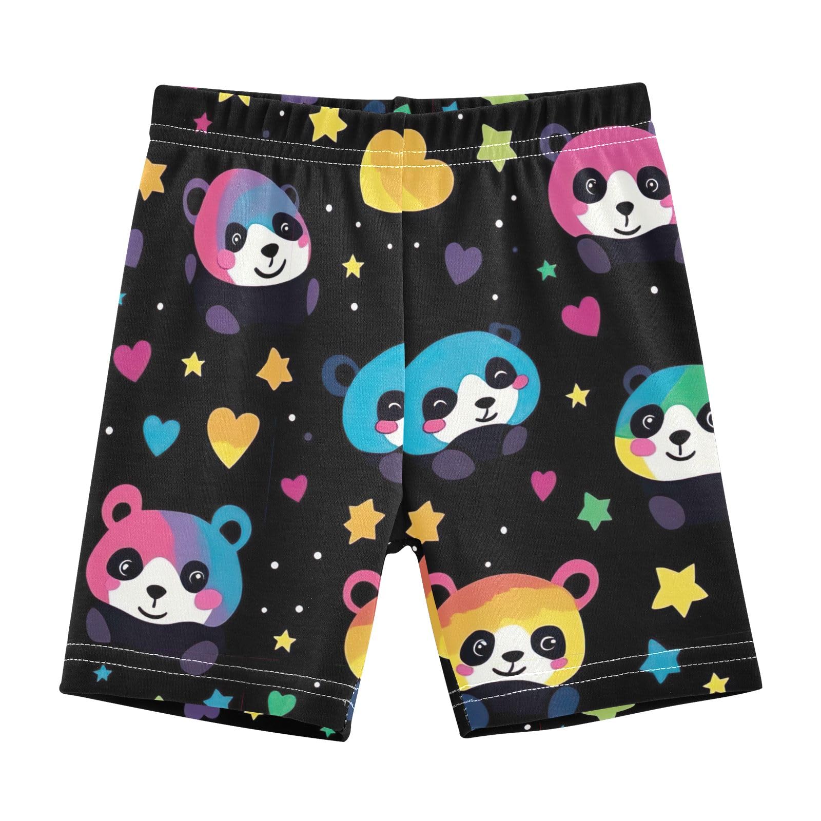 CHIFIGNO Girl's Bike Shorts Breathable Cartwheel Shorts Kids Under Dress Dance Short Cute Cartoon Panda Bears Black 4T