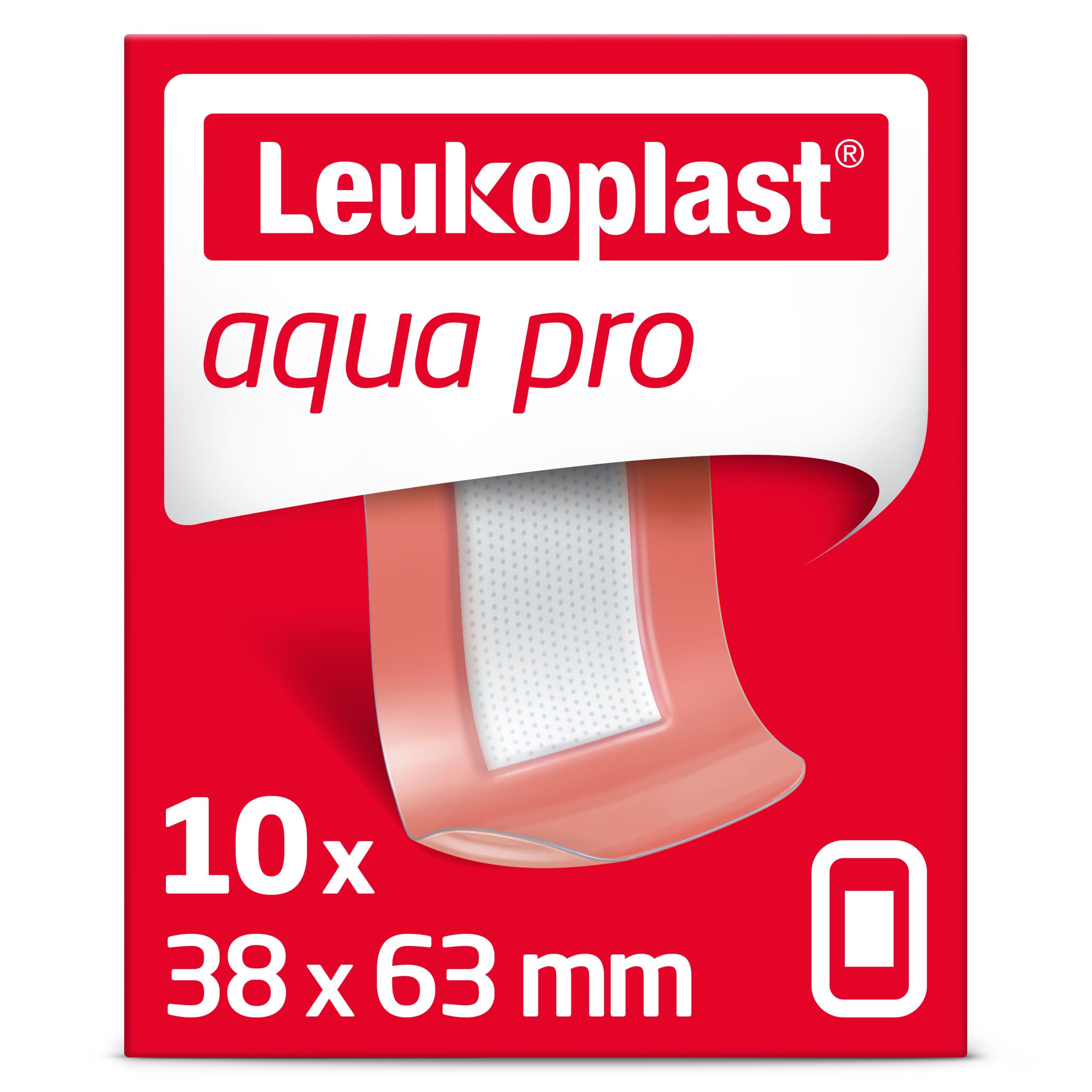 Aqua Pro - Non-Sterile Wound Dressing Strips - Waterproof and Absorbent, First-aid Plasters - Protects While Swimming and Showering, Transparent, 38mm x 63 mm – Box of 10