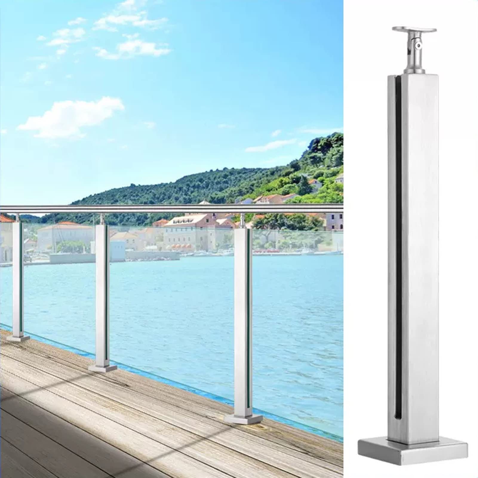 Barandilla de acero inoxidable de 65 cm gris exterior para valla de patio y jardín seguro