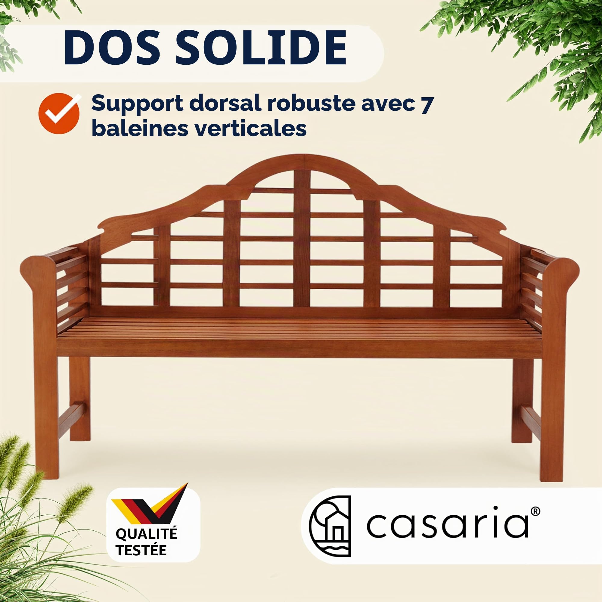 Casaria Banc de Jardin Marlboro en Bois Eucalyptus pré-huilé 2 Places Balcon terrasse extérieur Petit Banc en Bois