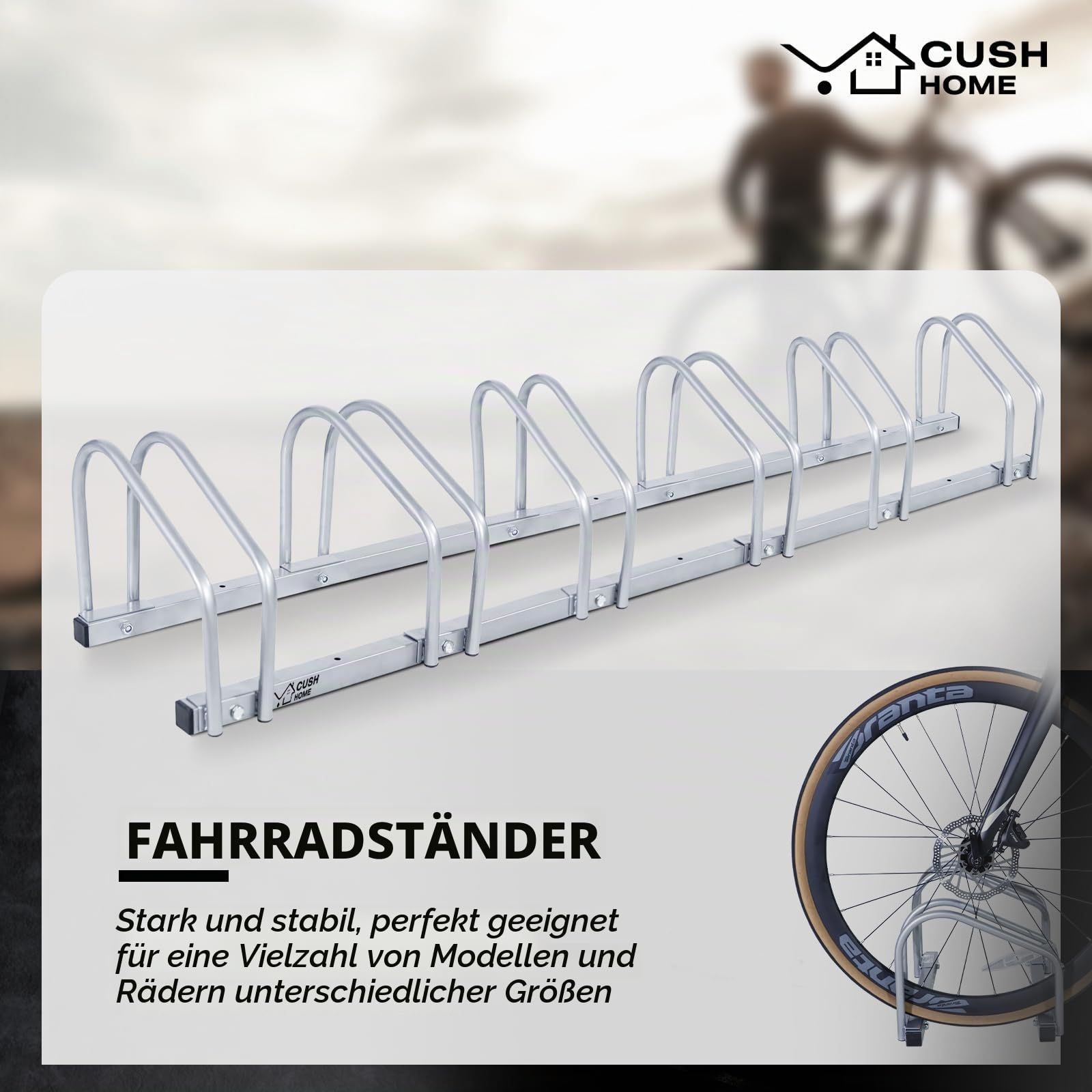 CCLIFE Fahrradständer Boden für 6 Fahrräder, 160 x 32 x 26 cm