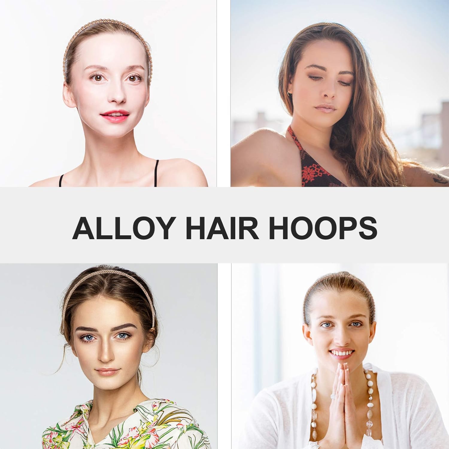 FRCOLOR Gold Chain Headband for Women Thin Metal Alloy Hair Accessory 5.90X4.72In Vintage Style Party Headdress for Weddings Birthdays and Special Occasions - Image 2