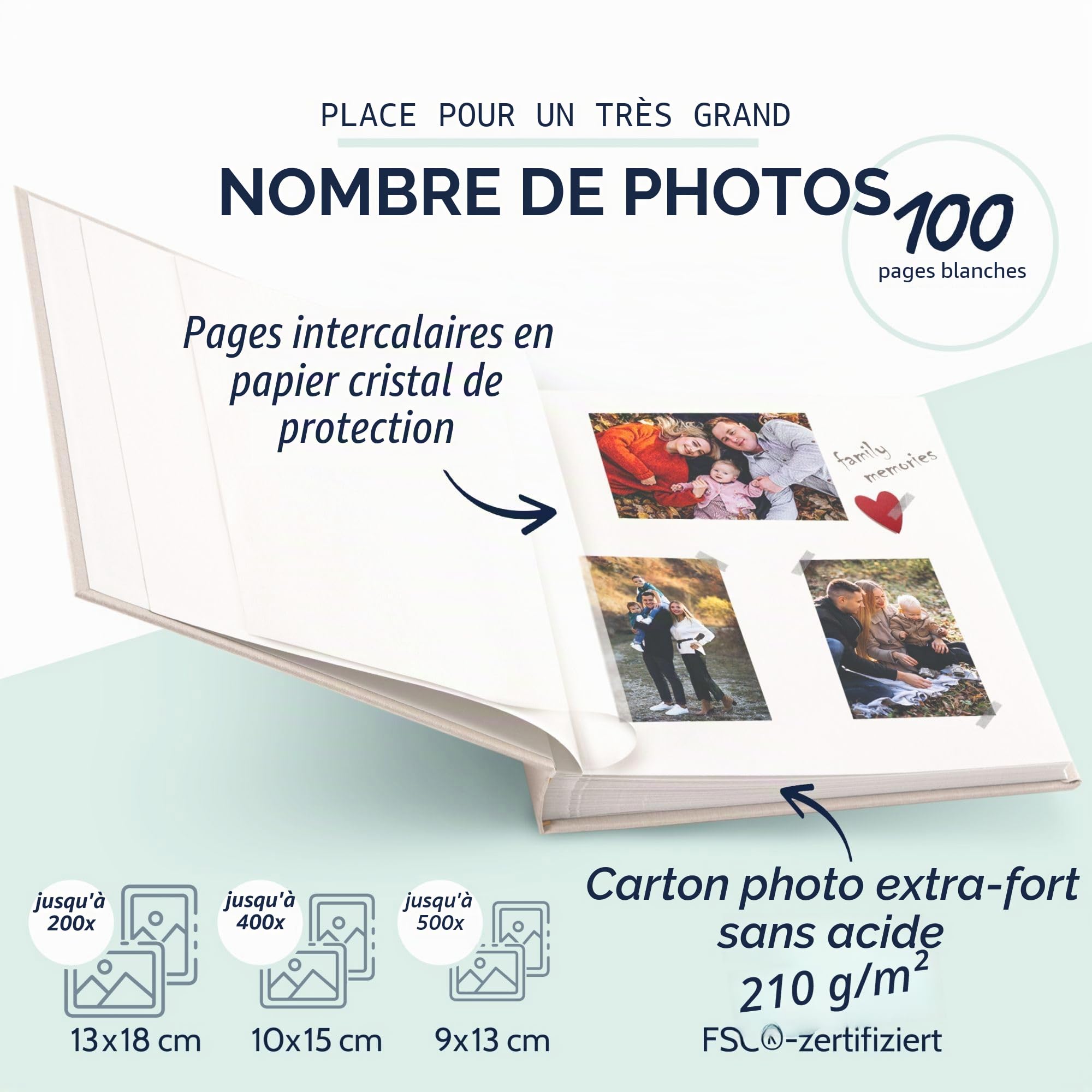 goldbuch Summertime Trend 2 31605 Album photo avec 100 pages blanches avec intercalaires en papier de qualité Beige 30 x 31 cm