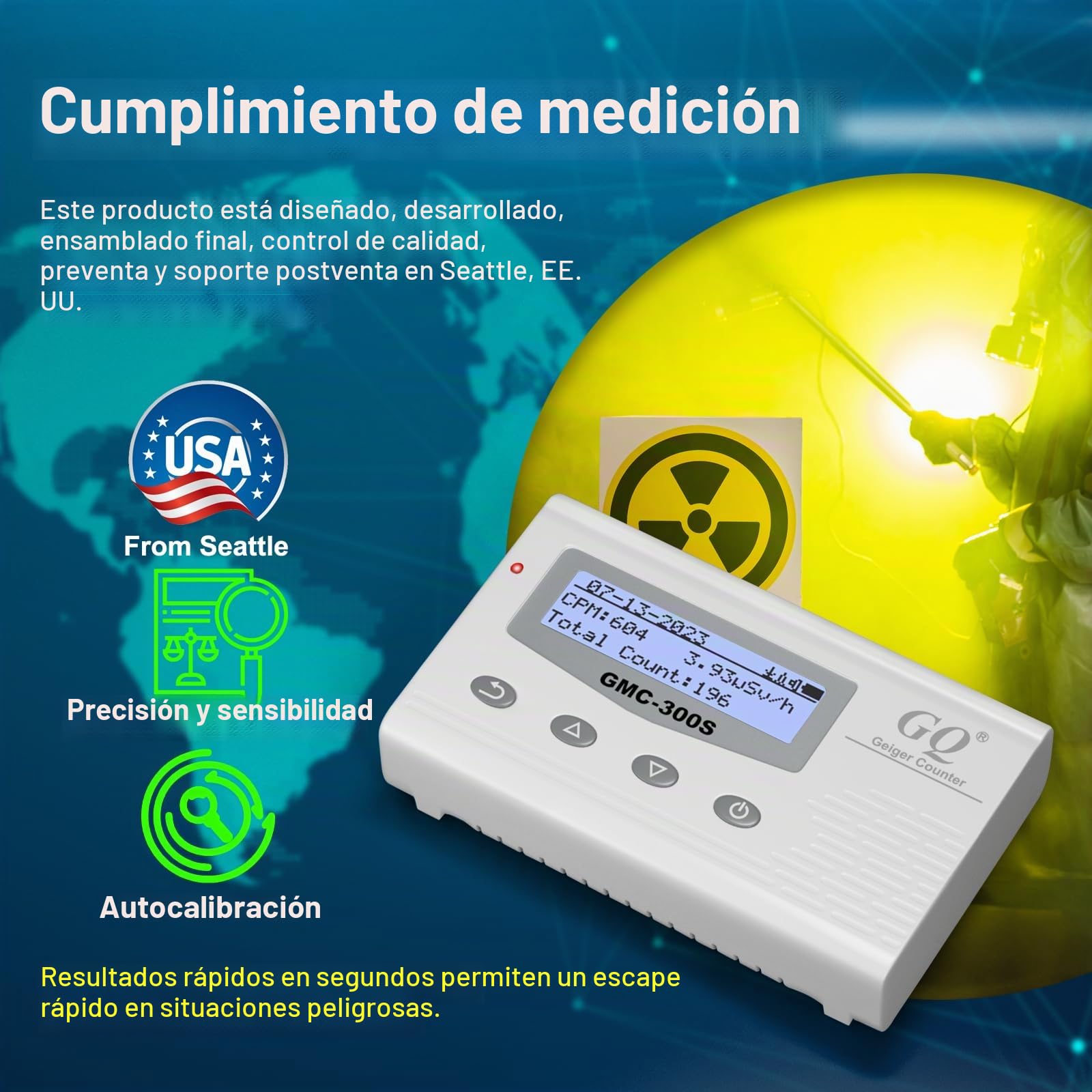 GQ GMC-300S Digital Detector de radiación nuclear Monitor Medidor Geiger Contador Dosímetro de radiación