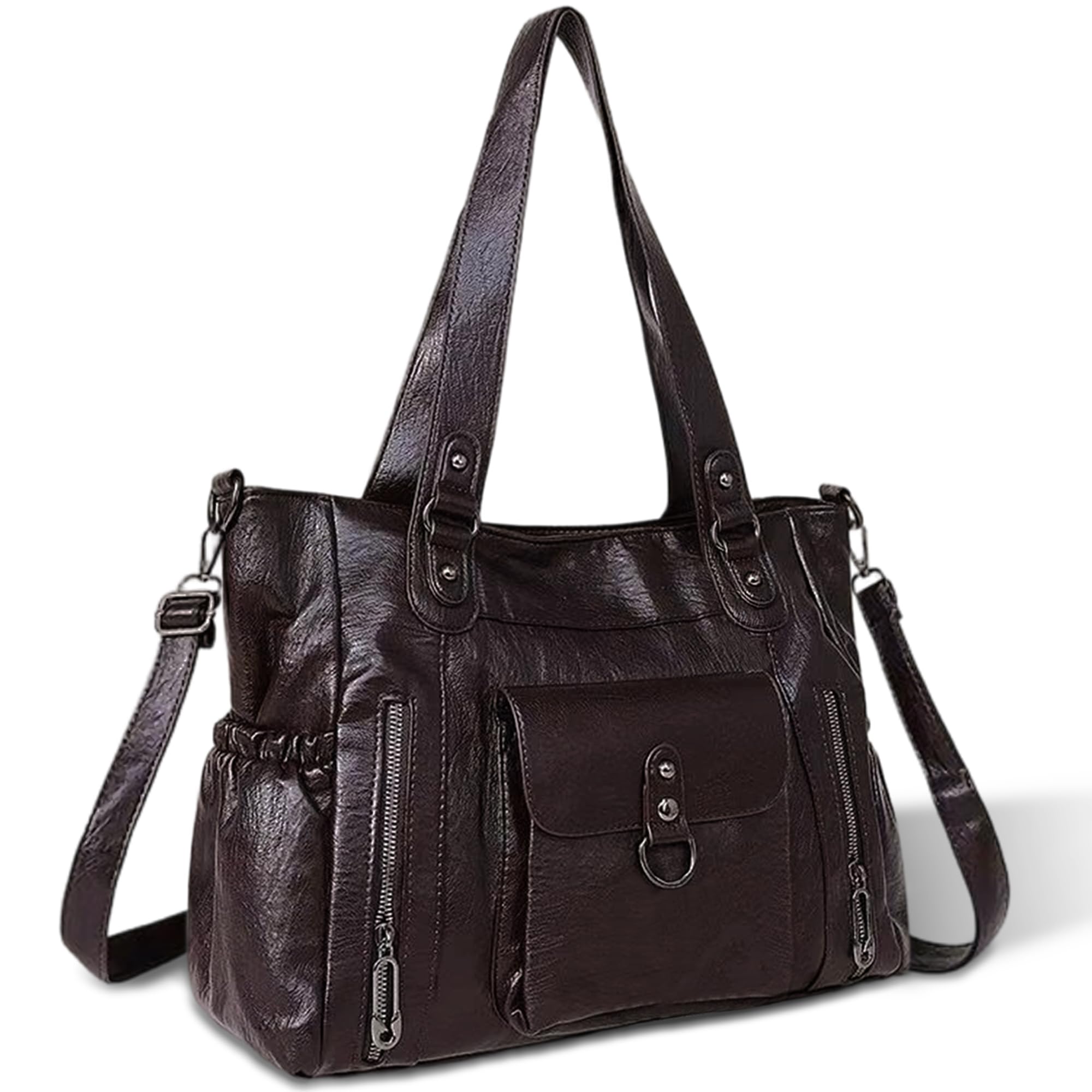 Gluckstar Damen Handtasche, Shopper Tasche, Umhängetasche PU Leder | Mittelgroße Vintage Schultertasche Mit Verstellbarem Riemen, Wasserabweisendes Design Für Büro, Alltag, Shopping Und Reisen