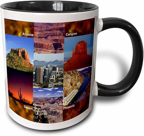 3dRose Arizona Landscape Collage 11oz Two-Tone Black Mug