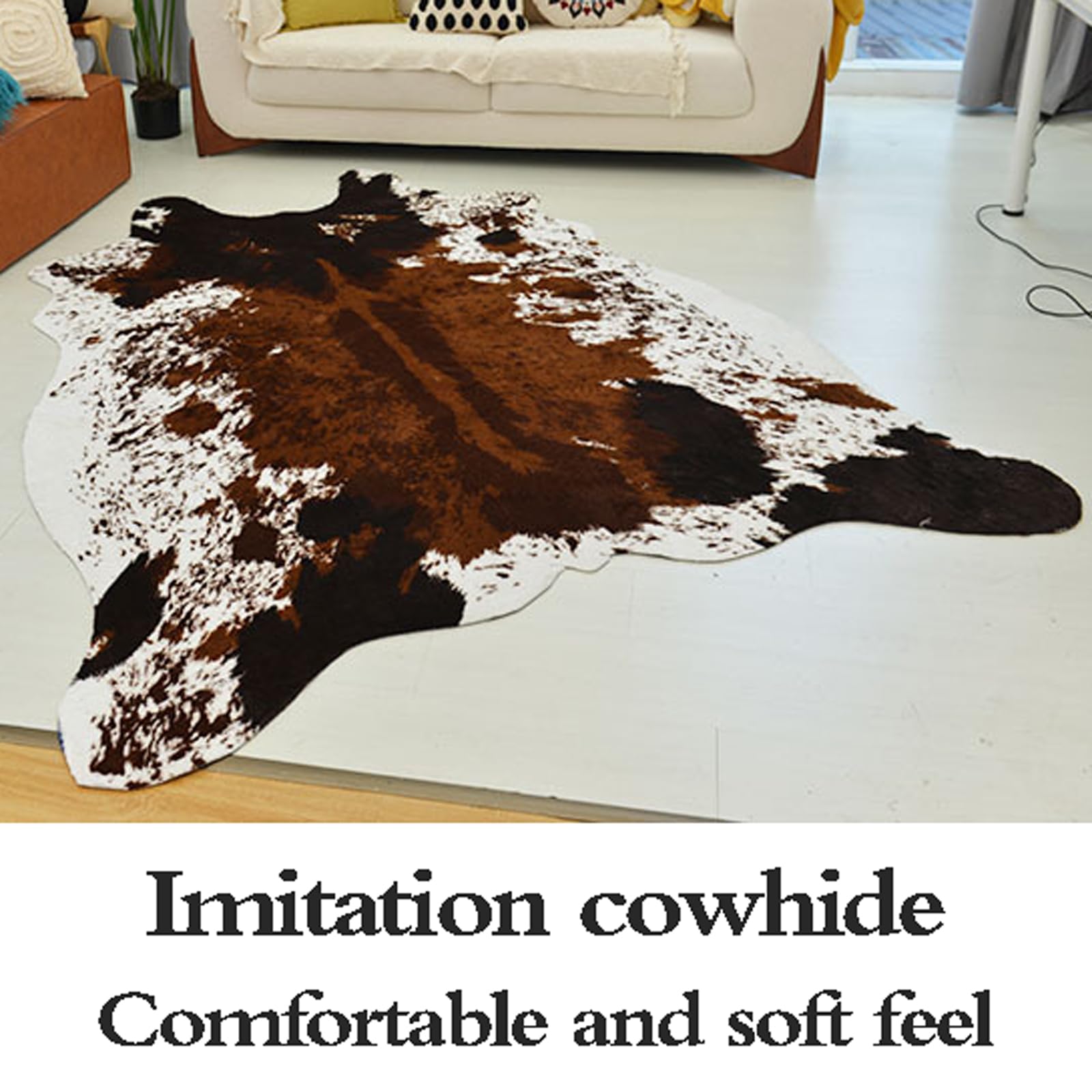 Tappeto Animalier,Tappeto con Stampa a Pelle di Mucca,Finta Pelle di Mucca Marrone Tappeto,Tappeto con Stampa Animalier,Tappeto con Stampa Pelle di Mucca,Antiscivolo,per la casa