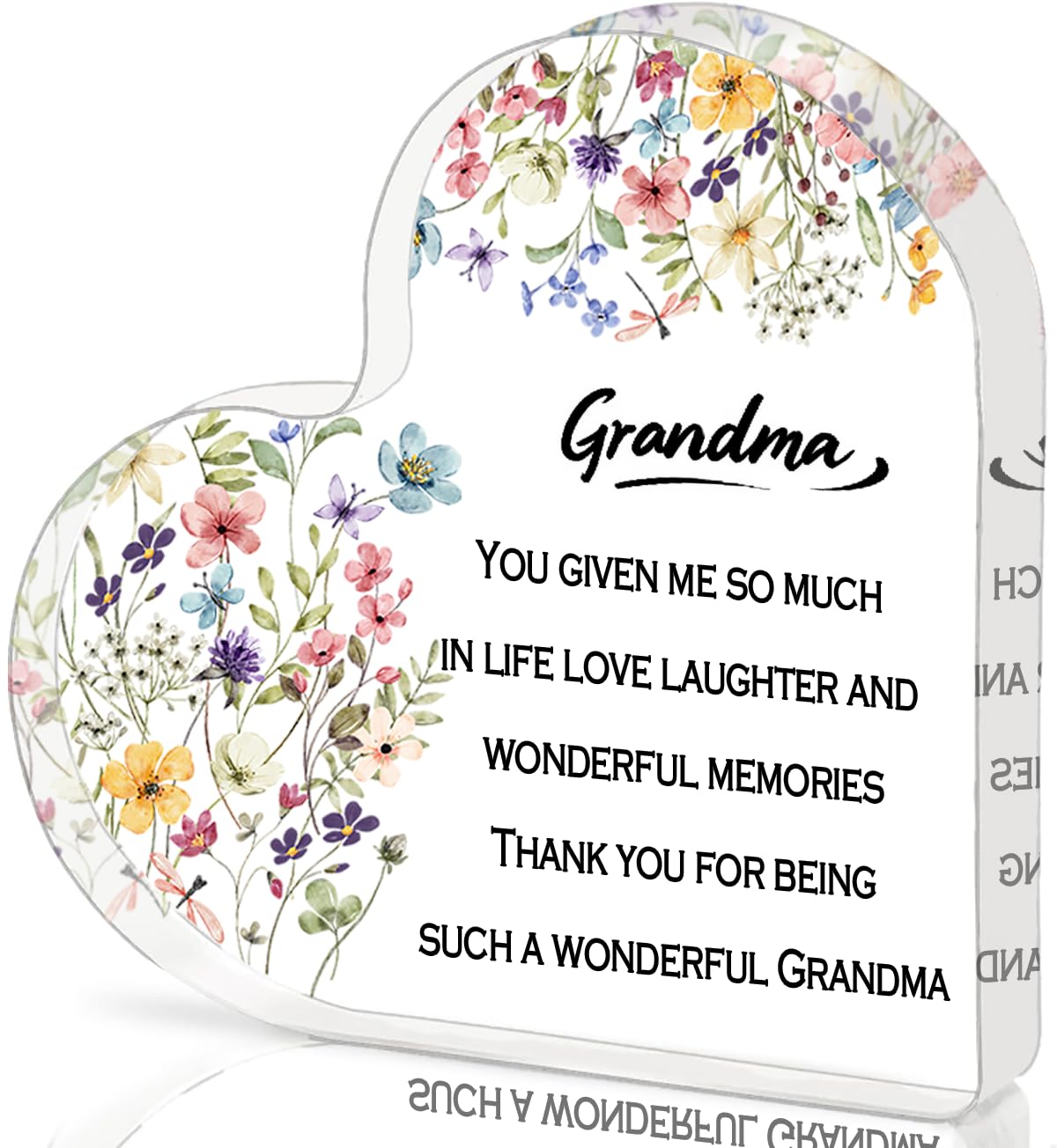 Grandma Christmas Gifts - Heart Shaped Acrylic Plaque, 3.9x3.9 Inch Decorative Sign for Grandmother, Unique Gift Ideas for Birthday, Valentine's Day & Mother's Day