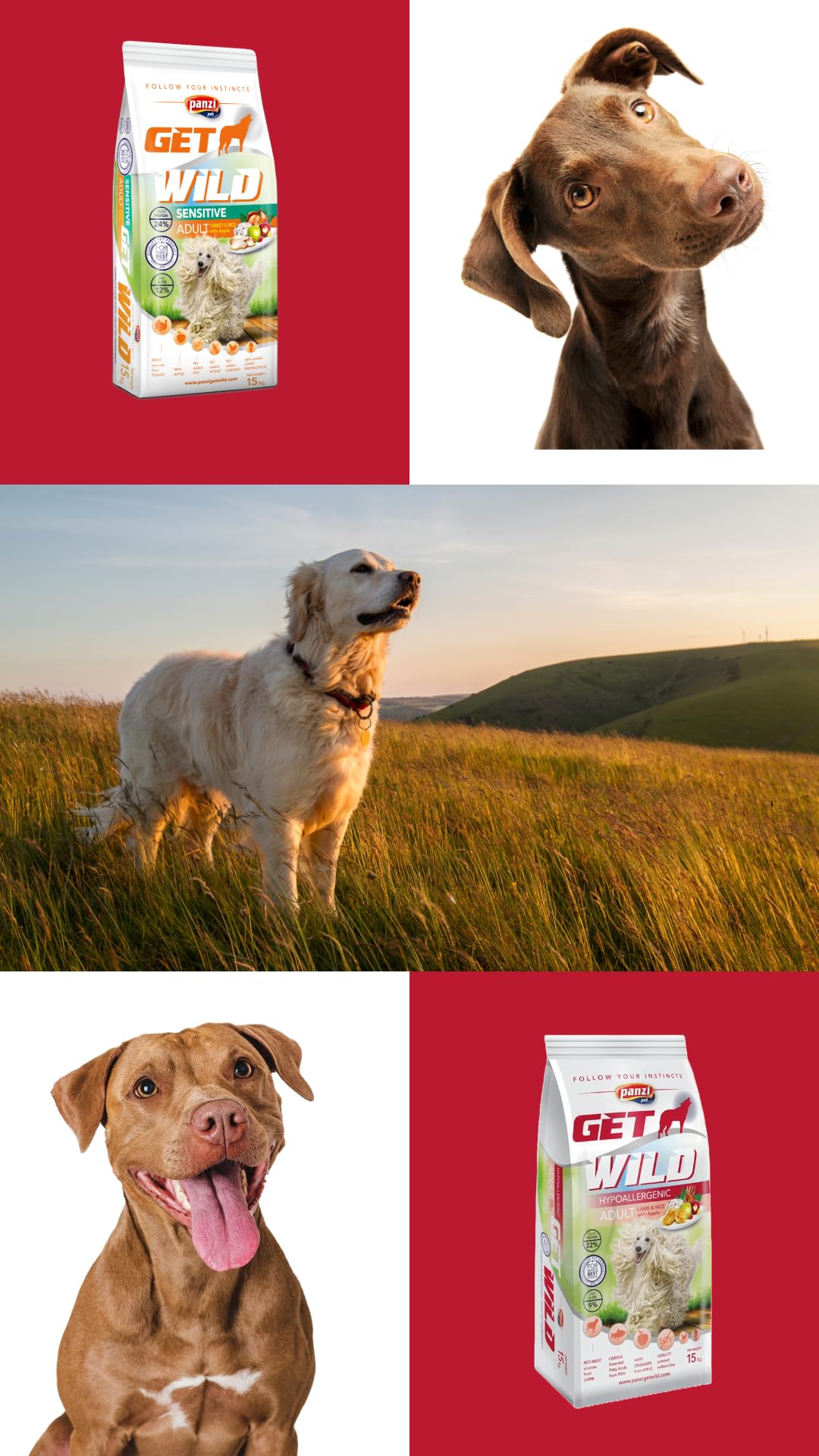 Panzi Pet - Get Wild Cordero Hipoalergénico 15 kg – Alimento sin Pollo – para Perros sensibles o Mayores – Sabor a Cordero