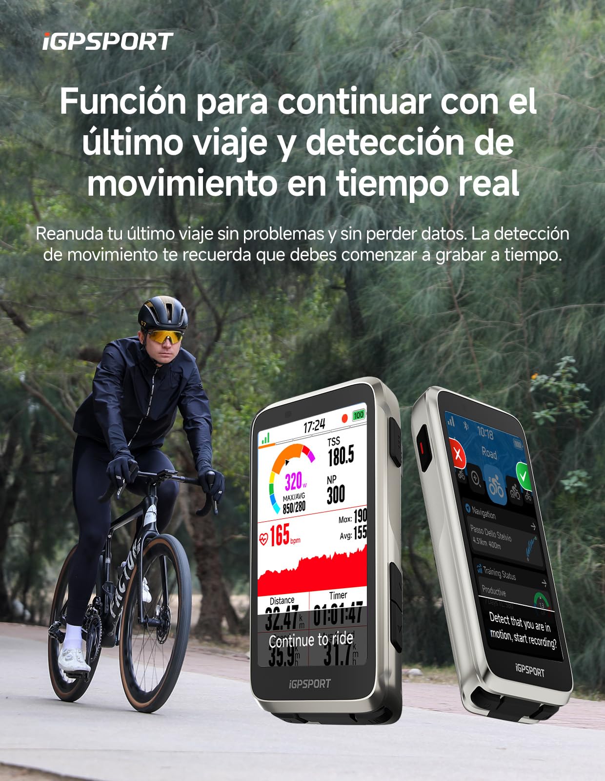 iGPSPORT BiNavi Ciclocomputer GPS, Analisi dell'Allenamento Funzione di Guida Continua Rilevamento del Movimento 3,5" Touchscreen Controllo della Musica e della Telecamera d'azione, iClimb Pro, 35H