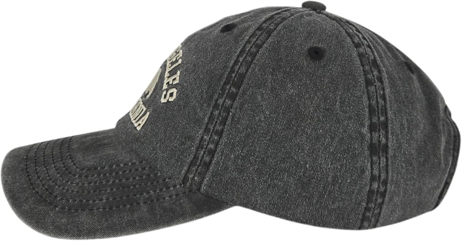 LA California Bear Embroidered Vintage Cotton Baseball Cap Adjustable Metal Buckle Unstructured Low-Profile Hat Men & Women - Image 3