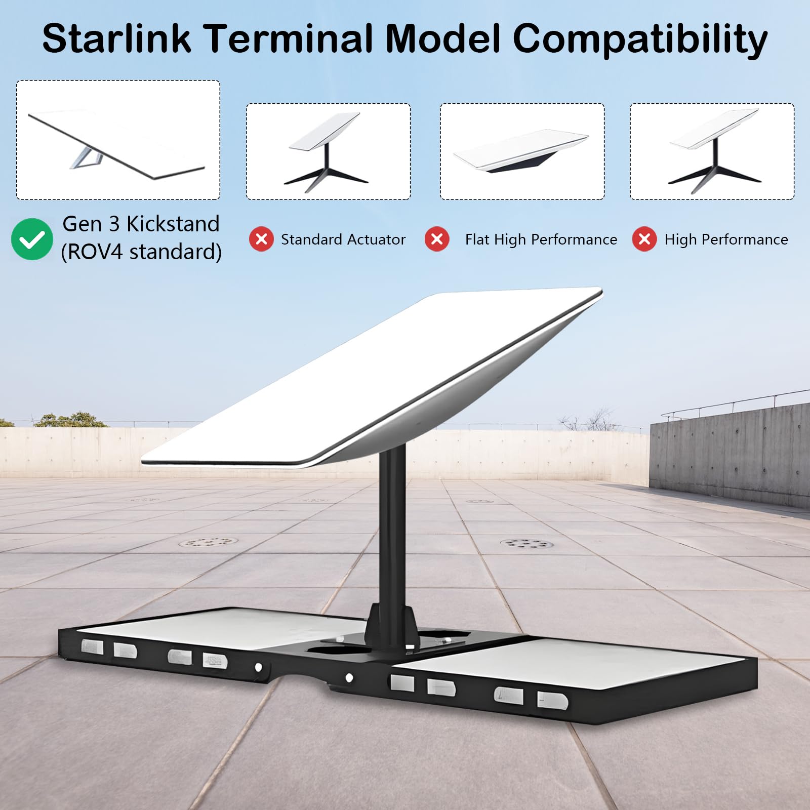 Support Starlink Gen 3 Pour Faîtage De Toit, Accessoire Starlink Sans Perçage Support De Toit V3 Avec Adaptateur De Mât Gen 3 Pour Toit Plat Réglable De 0 à 30° Stable Et Inoxydable