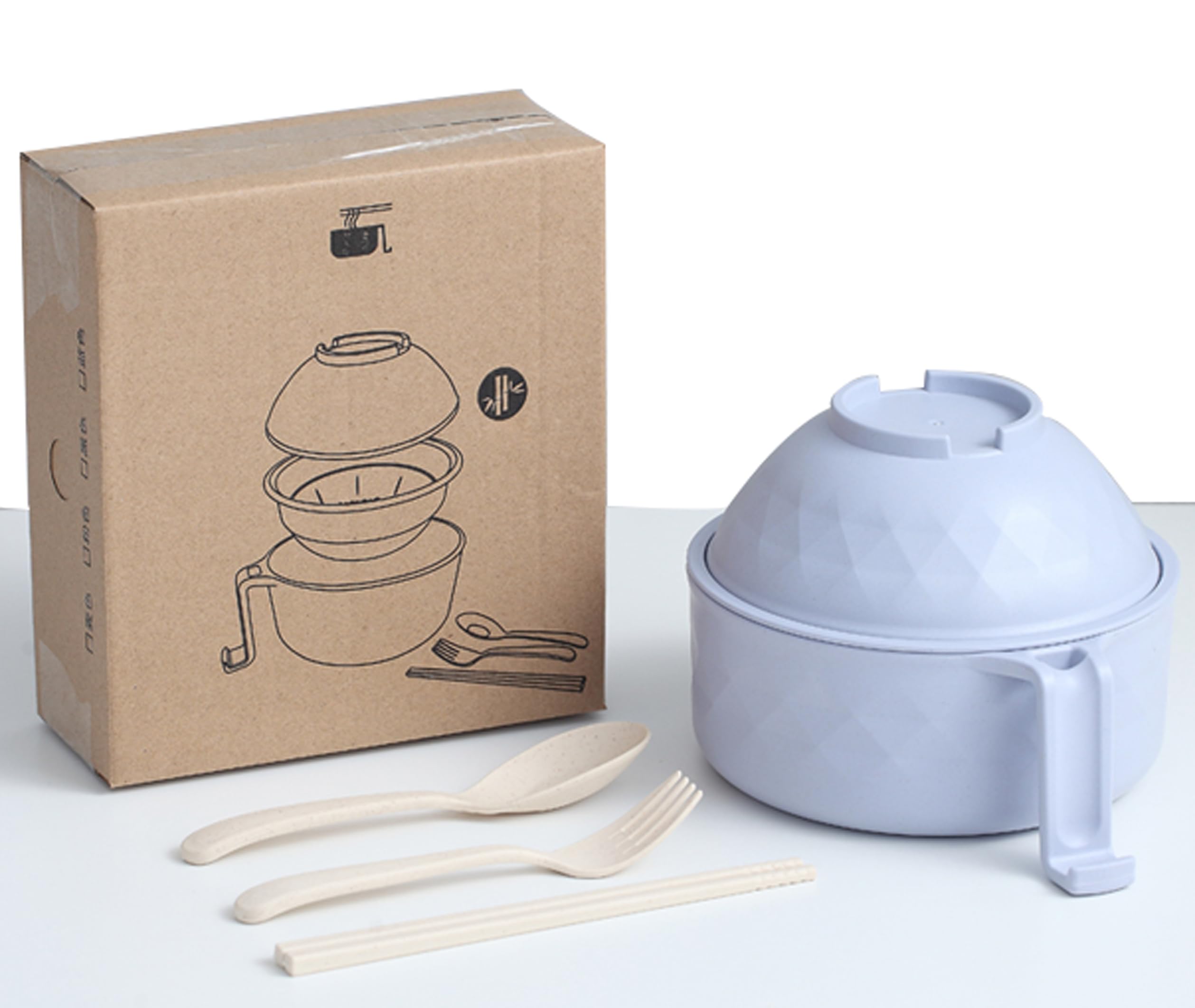 Ramen Cooker Ramen Bowl Set with Chopsticks Microwave Noodle Bowl College Dorm Room Essentials for Girls for Boys Apartment Essentials-Blue