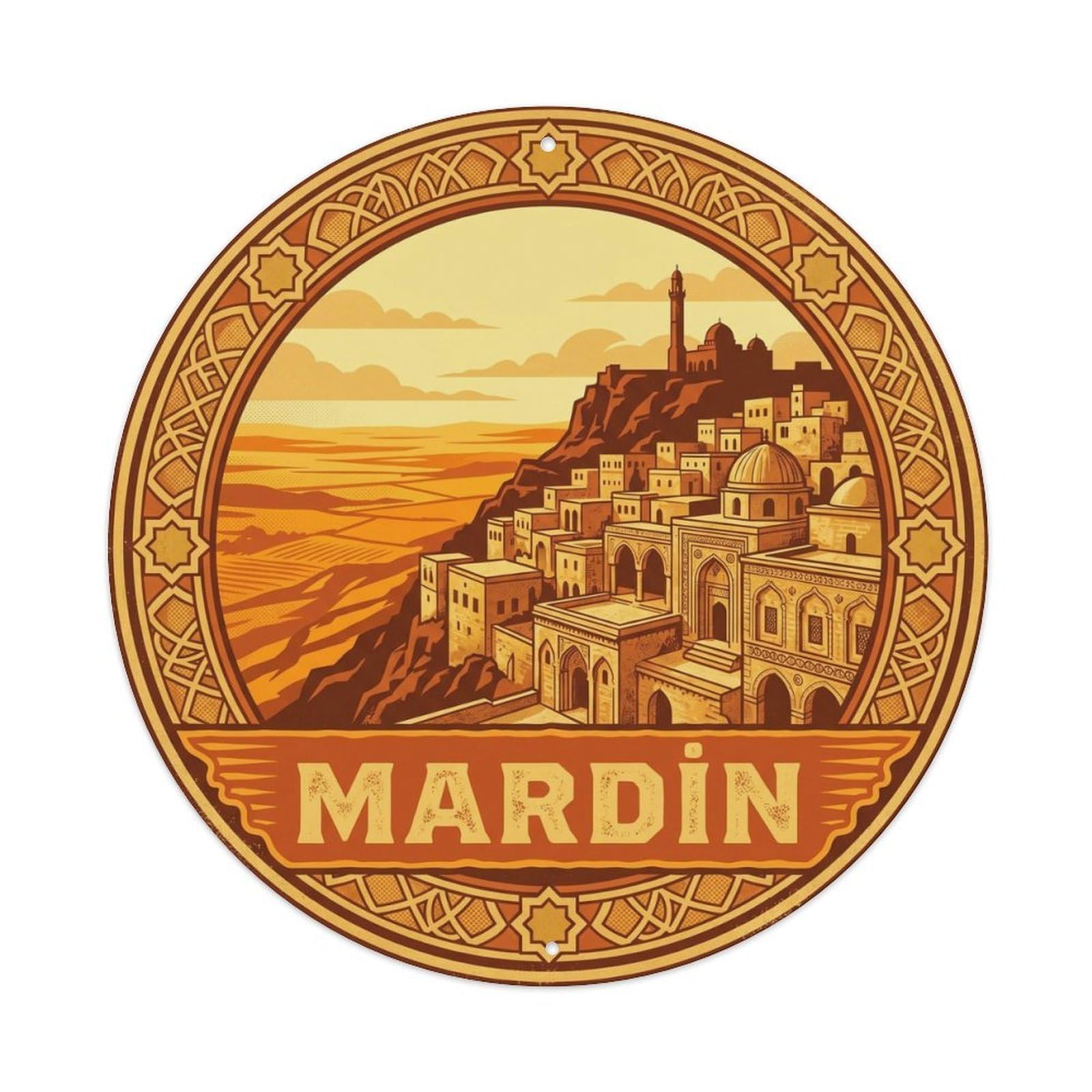 Mardin Stonecity Anatolian Travel Heritage Graphic Metal Tin Sign