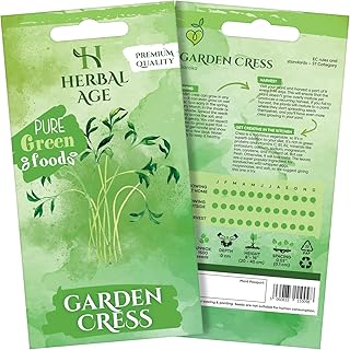 HERBAL AGE Cress Seeds Plants, Grow Your Own Herb Garden Kit, 1500 Seed Box, Salad Herbs Seeds for Planting UK, Veg Plant Gardening Gift for Men, Women, Kids, Seeds to Plant Outdoor & Indoor