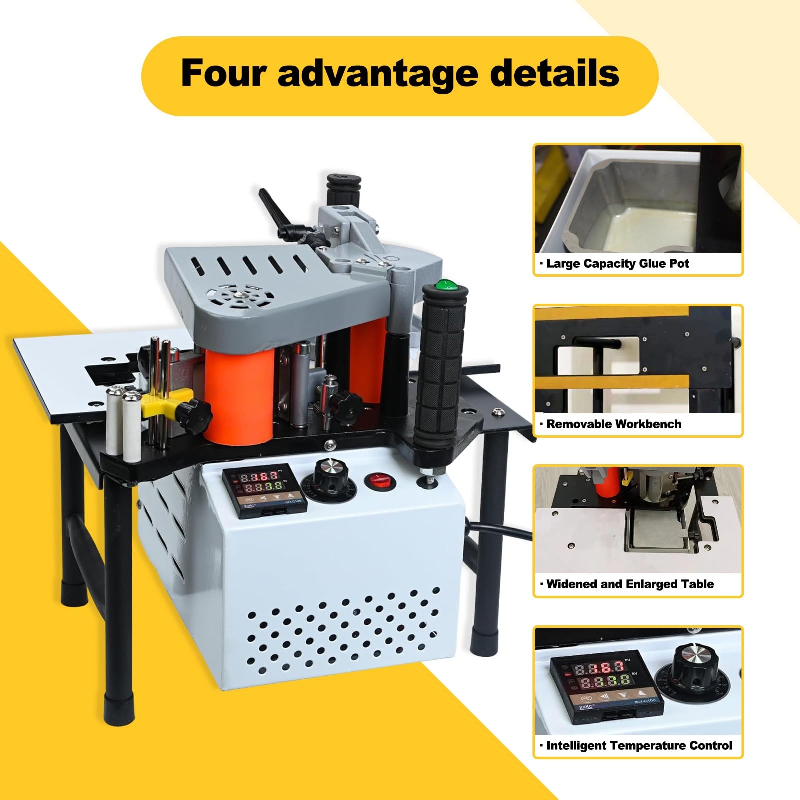 Kantenanleimmaschine Manuell, Tragbare Kantenanleimmaschine Für Werkstatt, Kantenbandgerät Für Holz/Pvc, DIY Möbel, Einstellbare Geschwindigkeit