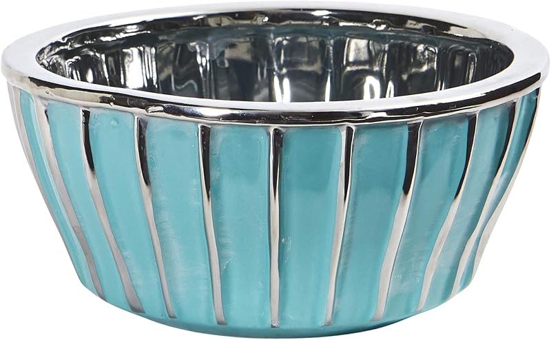7.25in. Teal Vase with Silver Burnishing