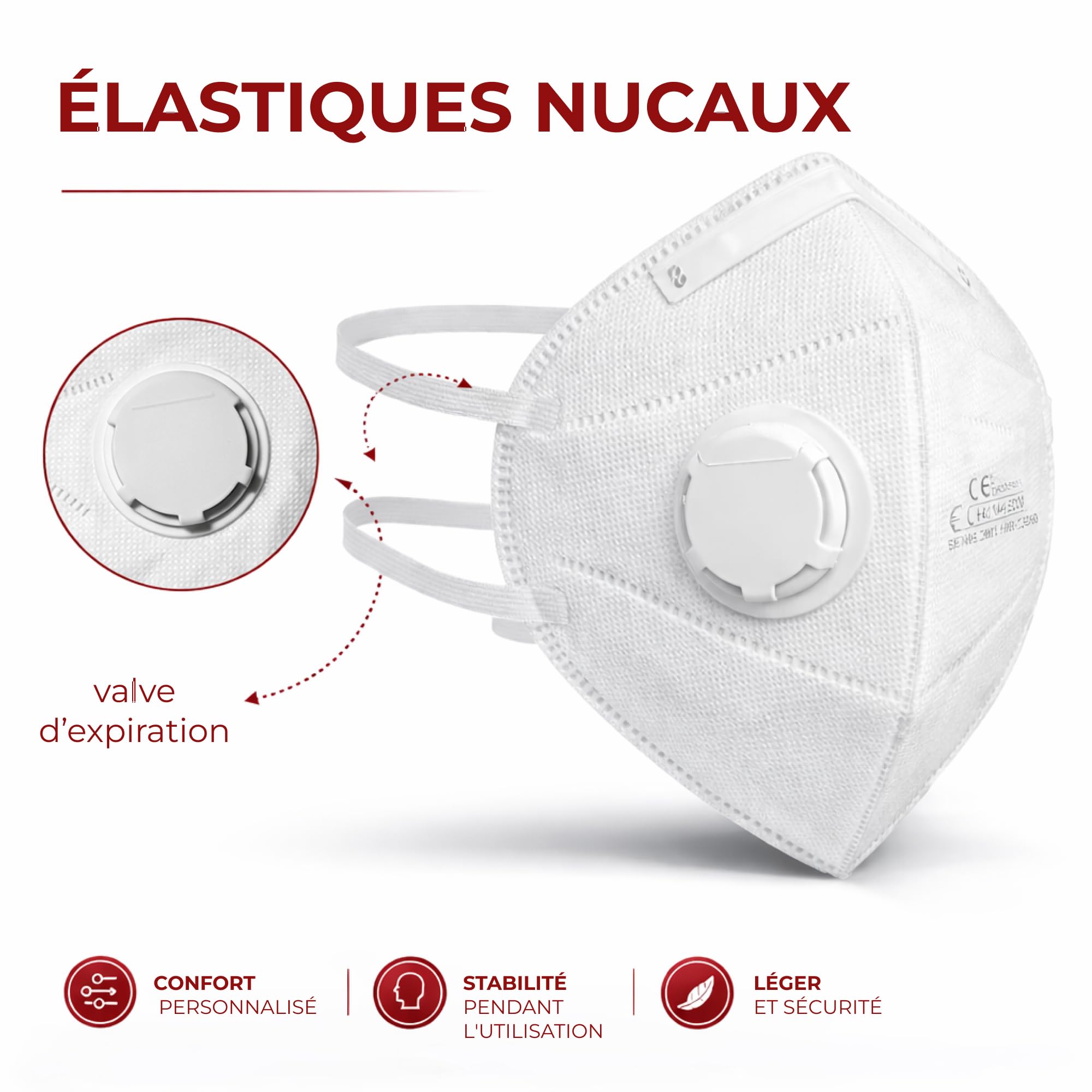 Masques FFP3 avec valve – Lot de 20 pièces – Protection poussières et particules – Certifiés CE