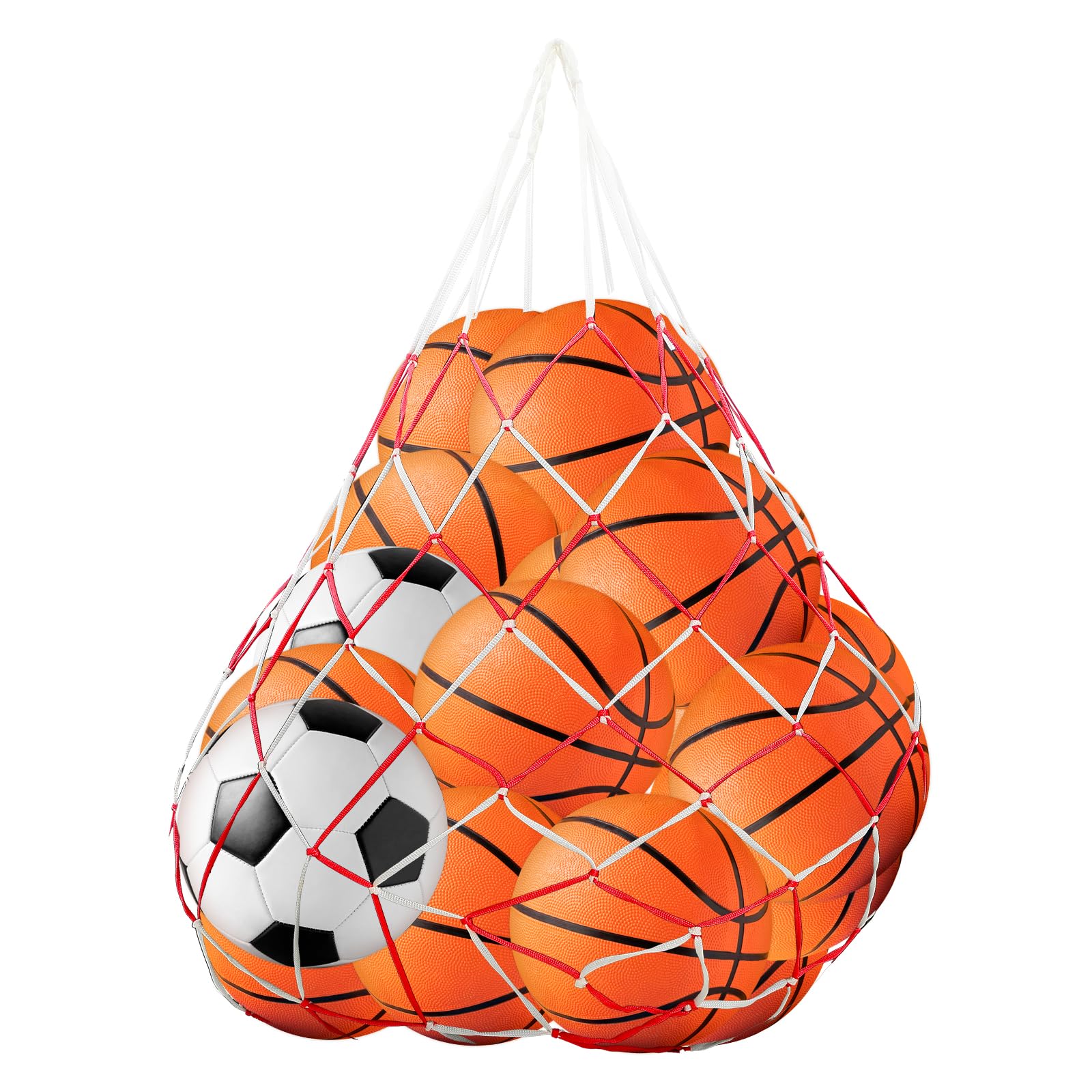 JJUNW Red de Pelotas Portátil Multiusos Adecuada para Balones de Fútbol, Baloncesto, Voleibol, etc. - Rojo - Poliéster - 156 cm x 63 cm