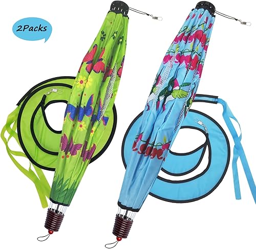 Miniatura 4 de Paquete de 2 molinos de viento para colgar en exteriores, molinos de viento grandes, para patio y jardín (colibríes + mariposa)