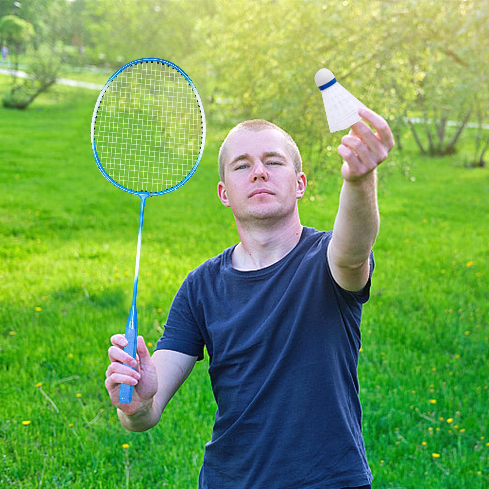 Racchetta da badminton professionale – kit giocatore noioso, set di racchette da giardino | mazze in fibra di carbonio, attrezzatura per attività all'aperto, racchette da smash leggere per rally in