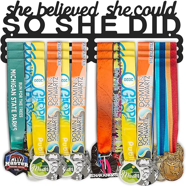 Dafftos Medal Hanger Ribbon Holder Wall Metal Rack Organizer Awards Ribbon Cheer Gymnastics Soccer Runner Medals