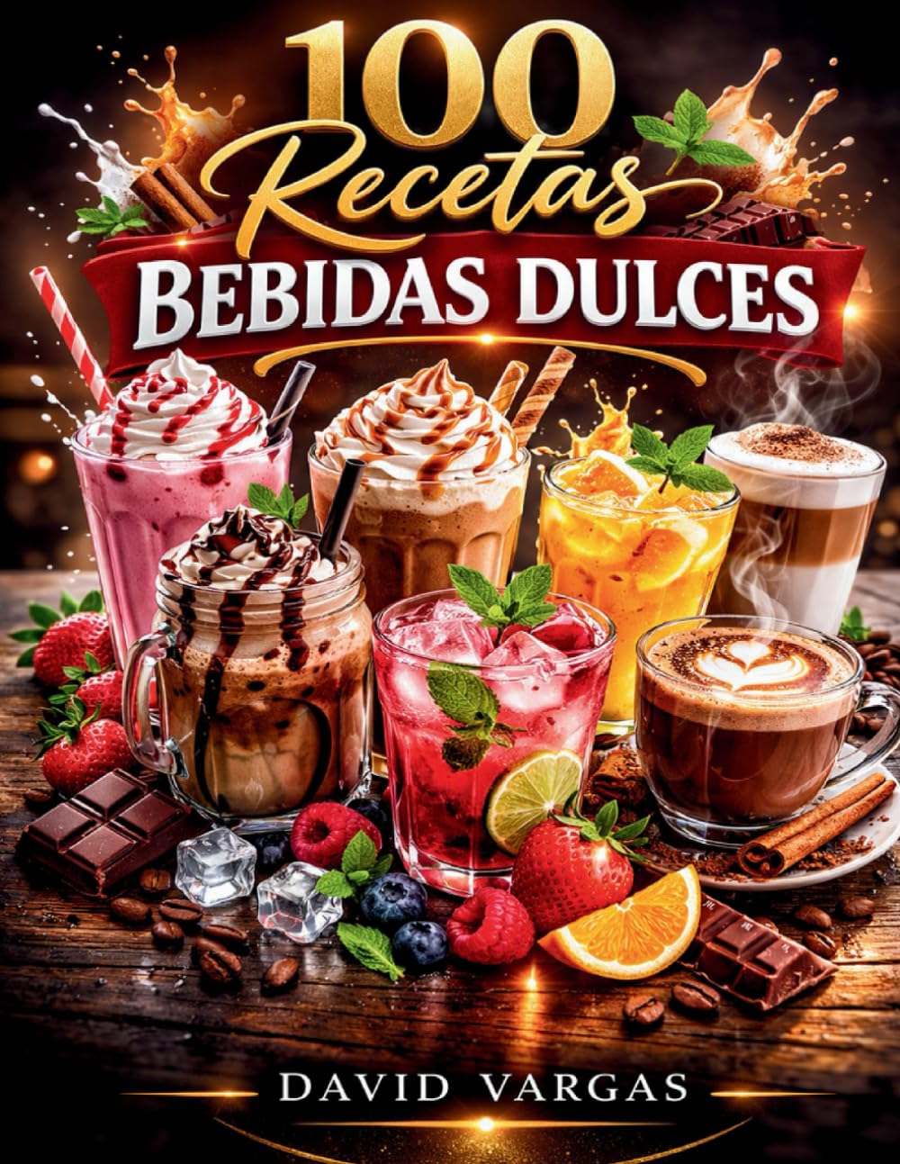 100 Recetas de Bebidas Dulces Frías y Calientes: Batidos, frappés, chocolates, cafés, tés, mocktails y más recetas caseras fáciles y deliciosas
