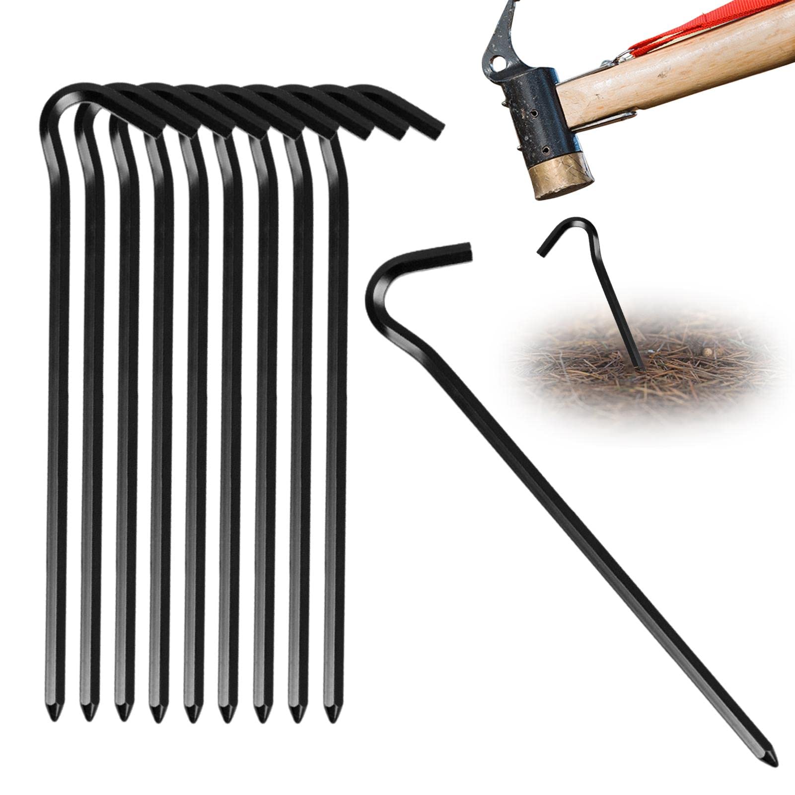 Set Di 8 Picchetti Per Tende Da Sole In Metallo Zincato Smith & Barker - 32x9 Cm | Per Gazebo E Campeggio