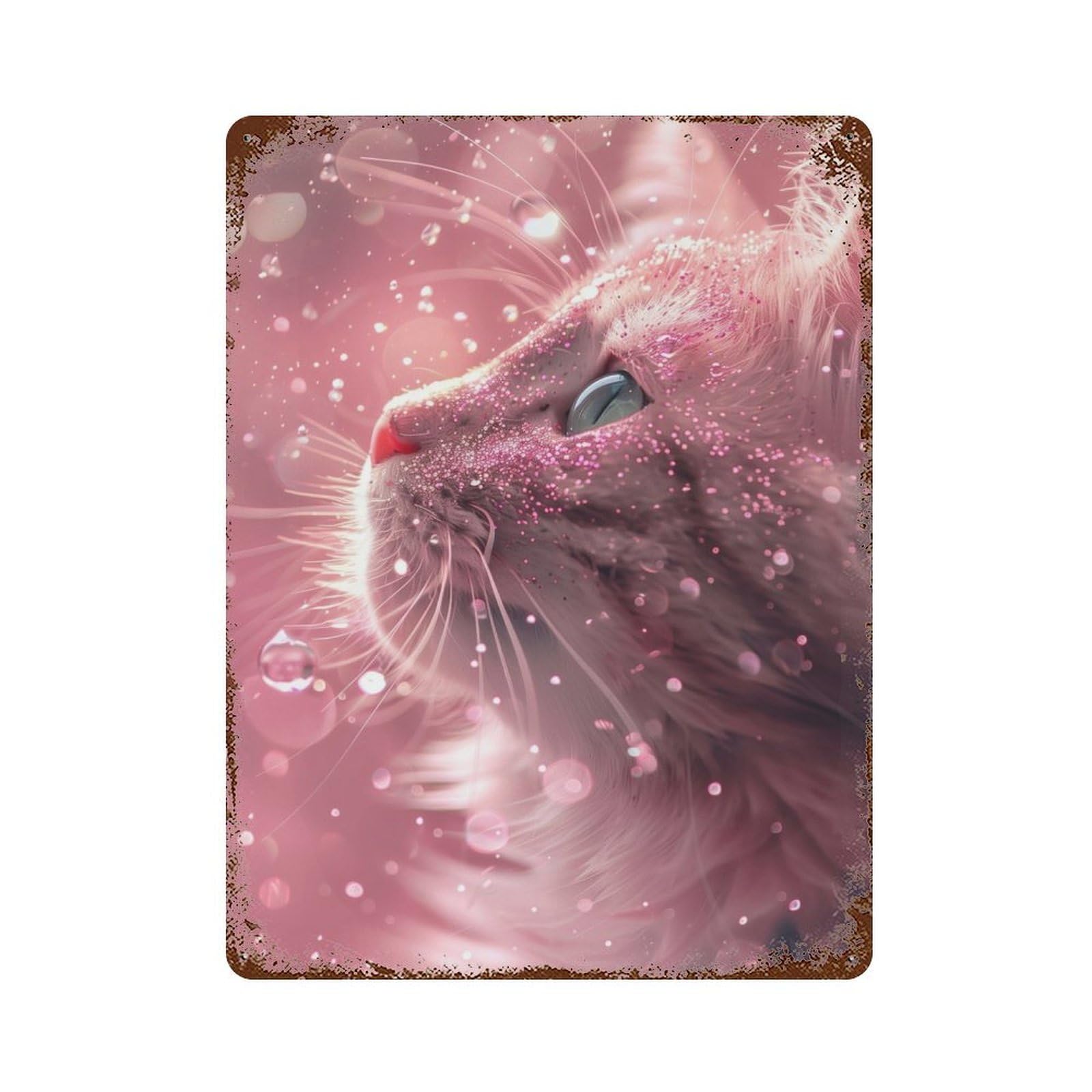 Garage Style Pink Kitten Vintage Rust Metal Sign 15.7"x11.8", Shabby Chic Decor for Bar And Workshop