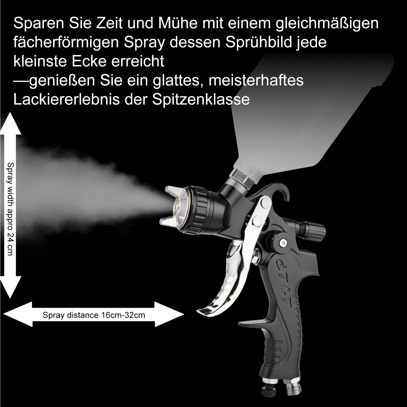 Professionelle LVLP Luftspritzpistole, 1,3/1,7/2,0 mm Düsen Kit mit Druckregler und Wasser-Öl-Abscheider, Farbspritzpistole Lackierpistole Druckluft für Autolackierung, Basislack, Klarlack, Metallic