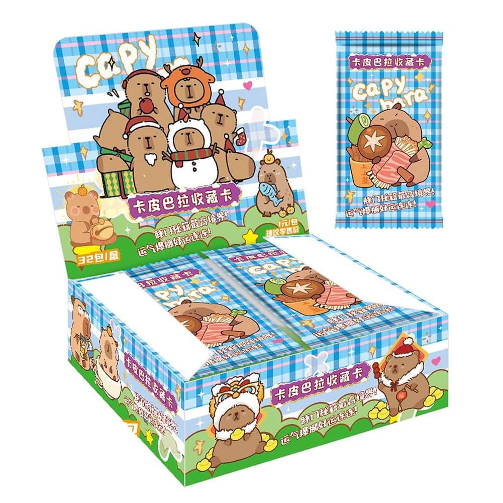 HATFRYF Capybara Trading Cards, 160 PCS Game Card Box for Collectable, Children Collectable Cards, Party Games Box, Classic Card Game, Anime Deck Booster Pack, Birthday Gift for Children-A