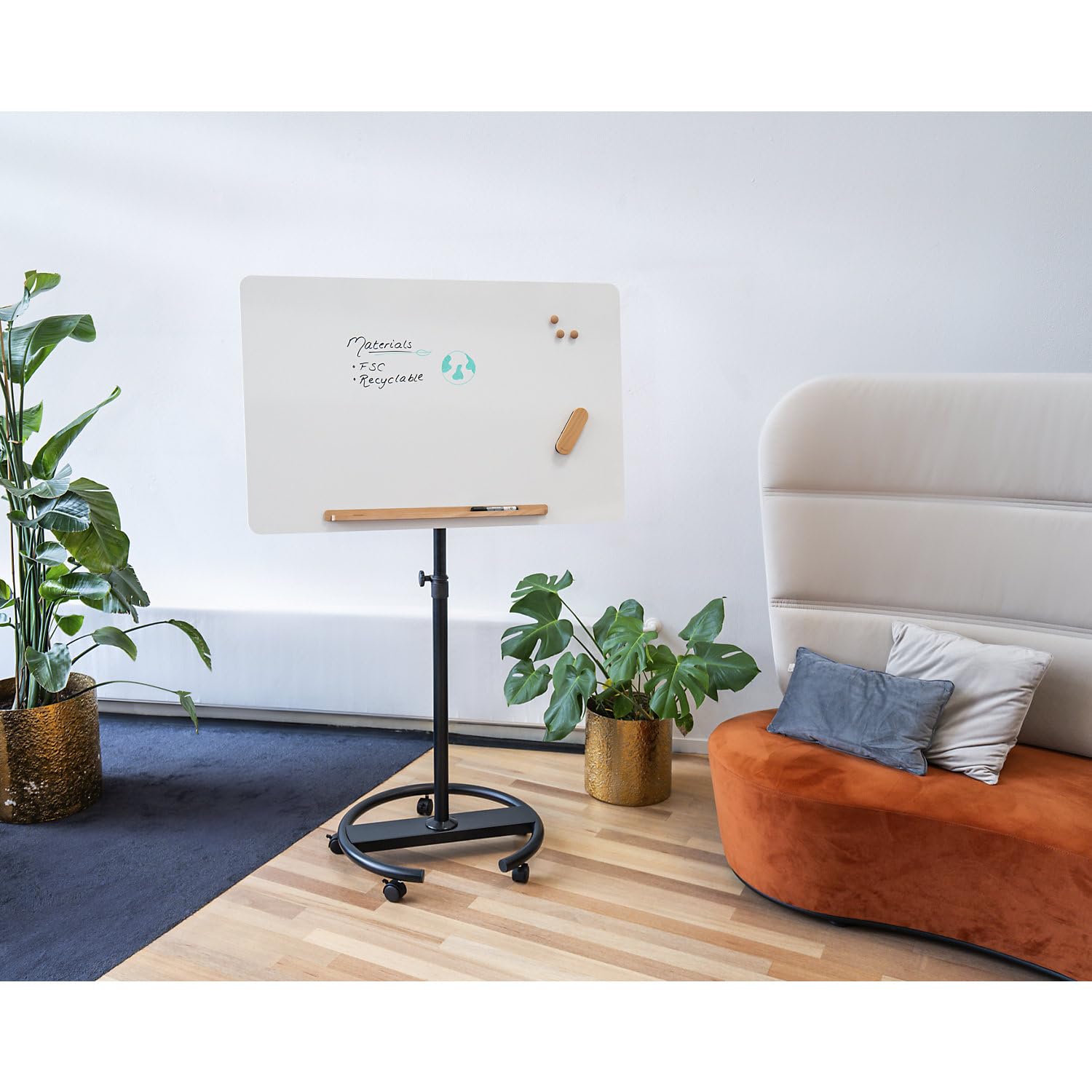 Legamaster SKETCH INFINITE Flipchart – weiß – mobiler Rundfuß – 2in1 Whiteboard & Papiertafel – rahmenlos, magnetisch – Präsentationstafel für Büro, Meetings und Workshops | Stahl, emailliert, Rundfuß mit Rollen